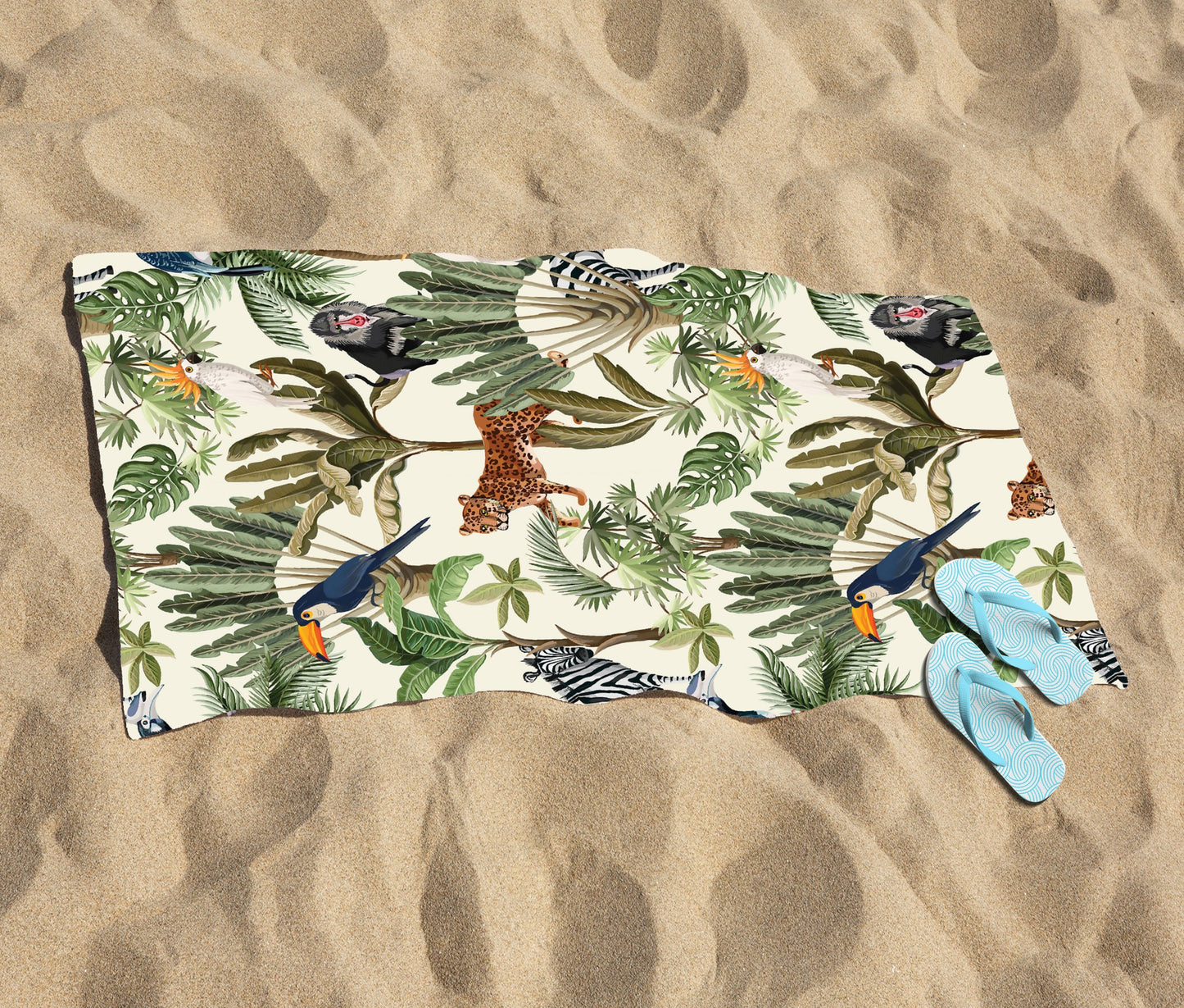 Exotic Trees And Animals Beach Towel