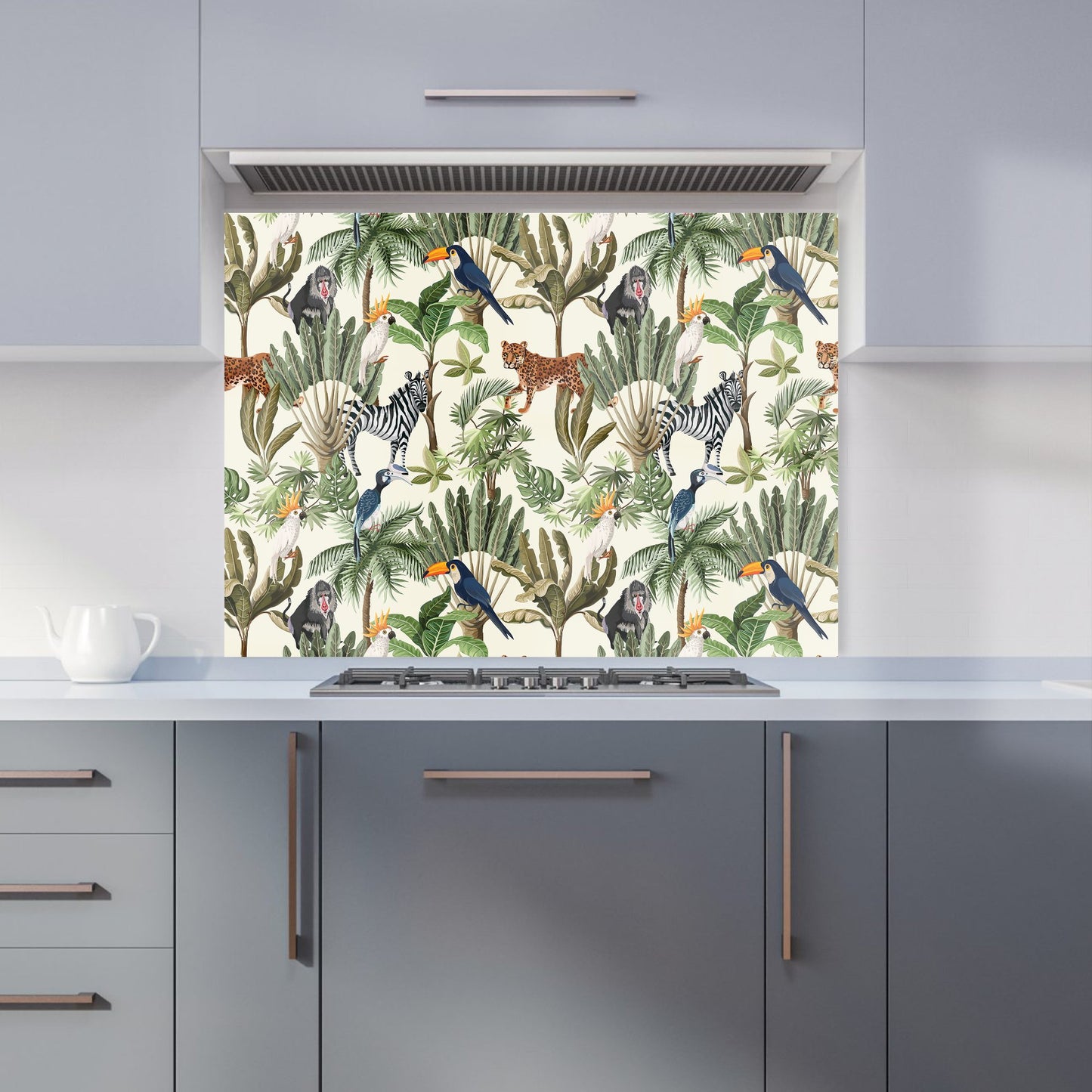 Exotic Trees And Animals Kitchen Splashback