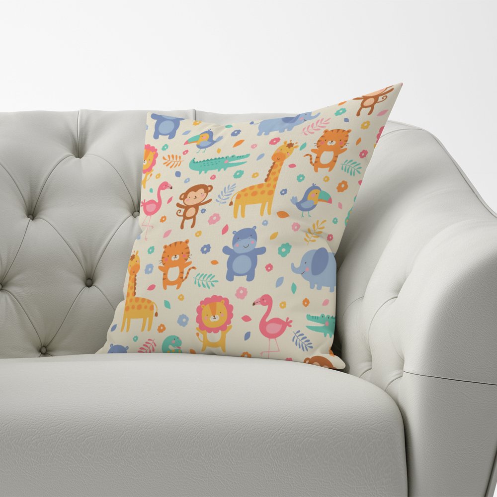 Cute Pastel Jungle Animals Cushions