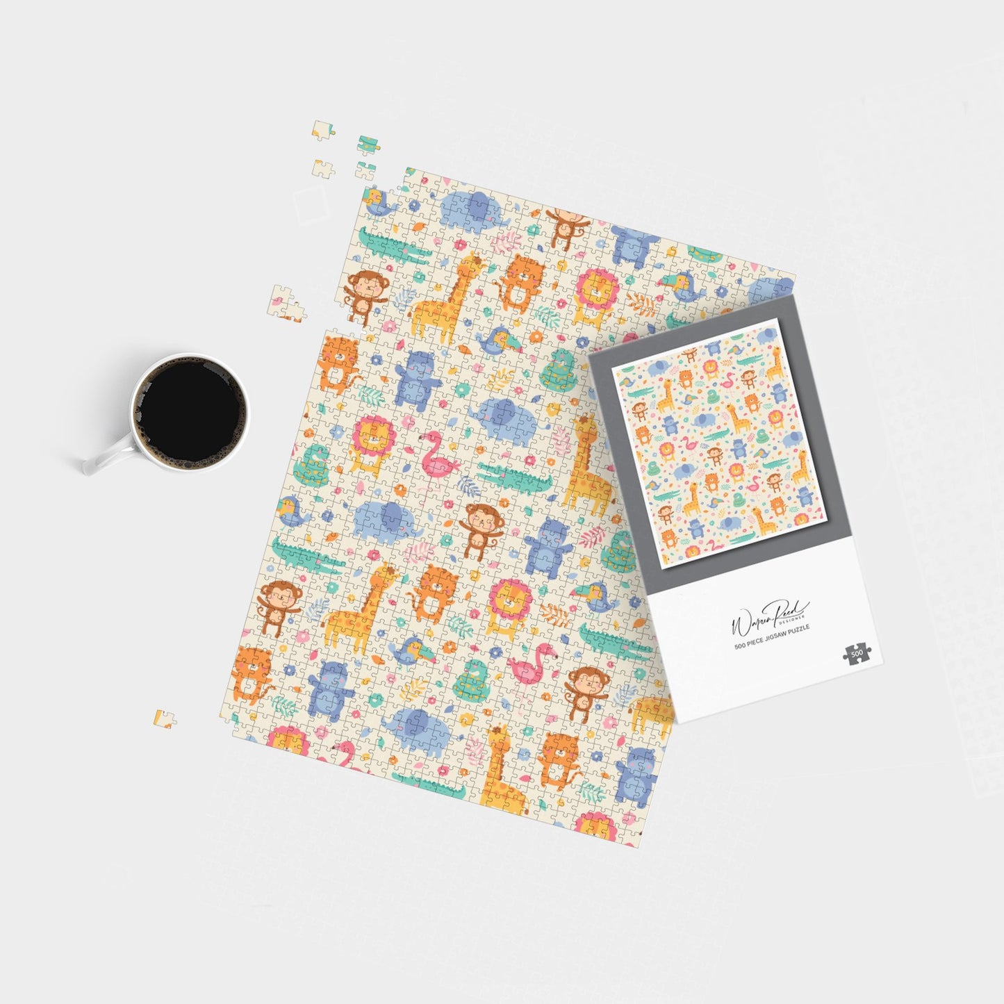 Cute Pastel Jungle Animals Jigsaw Puzzle