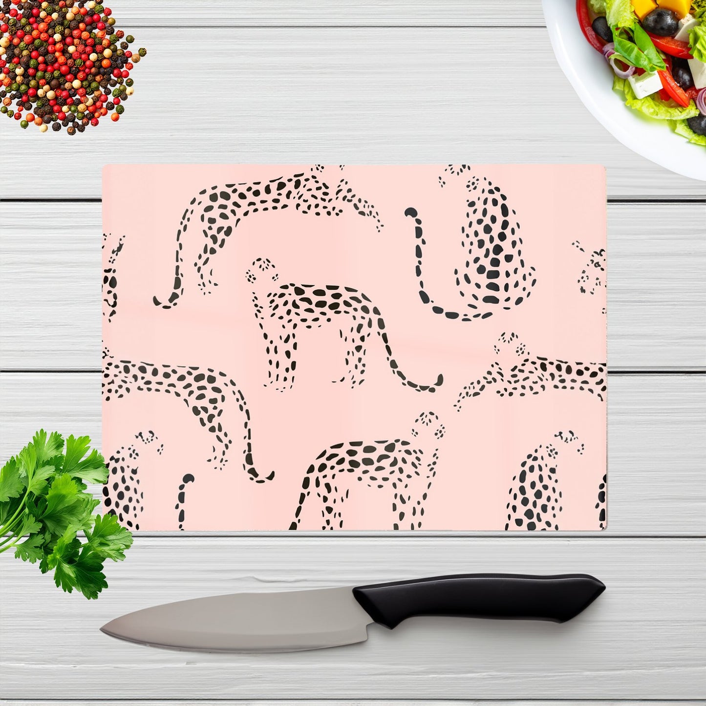 Abstract Leopard Pattern Glass Chopping Board