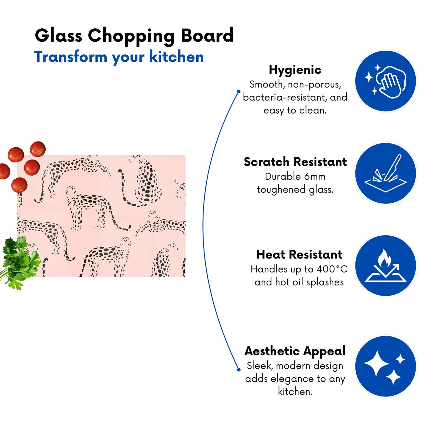 Abstract Leopard Pattern Glass Chopping Board