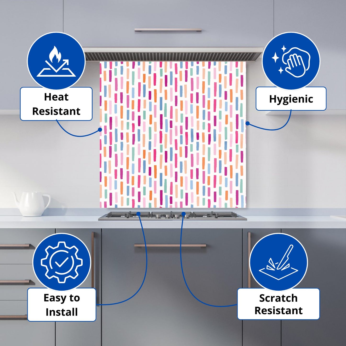 Vertical Abstract Brush Pattern Kitchen Splashback
