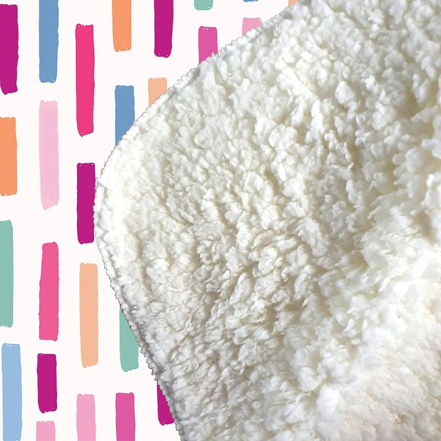 Vertical Abstract Brush Pattern Sherpa Blanket