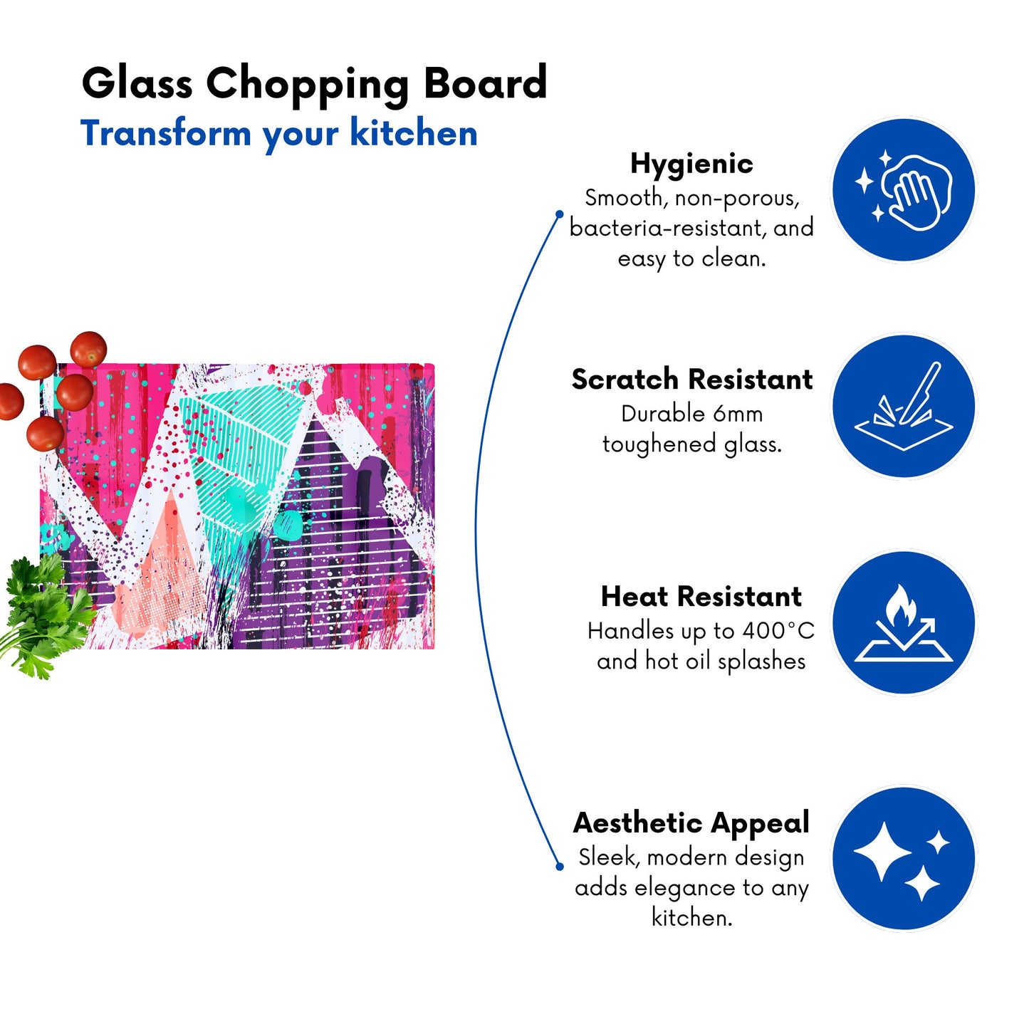 Shabby Geometric Pattern Glass Chopping Board