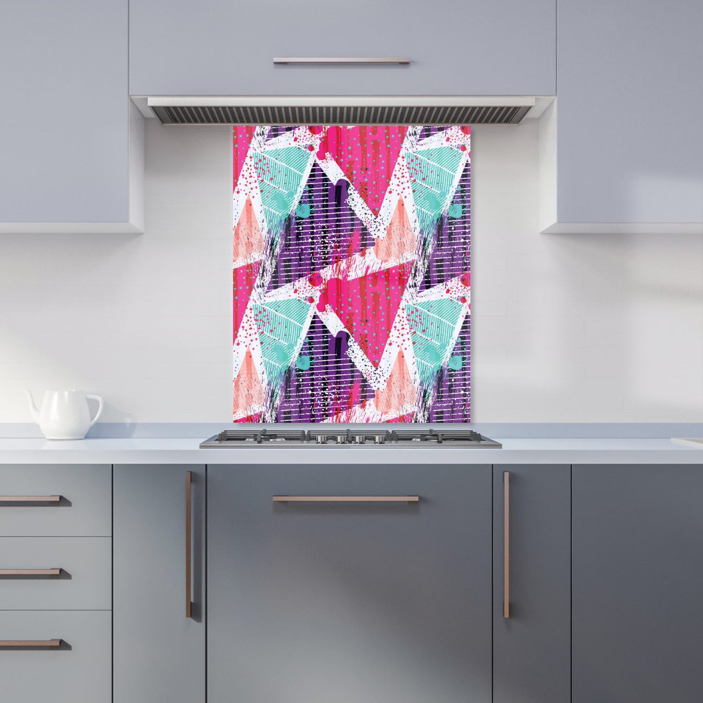 Shabby Geometric Pattern Kitchen Splashback