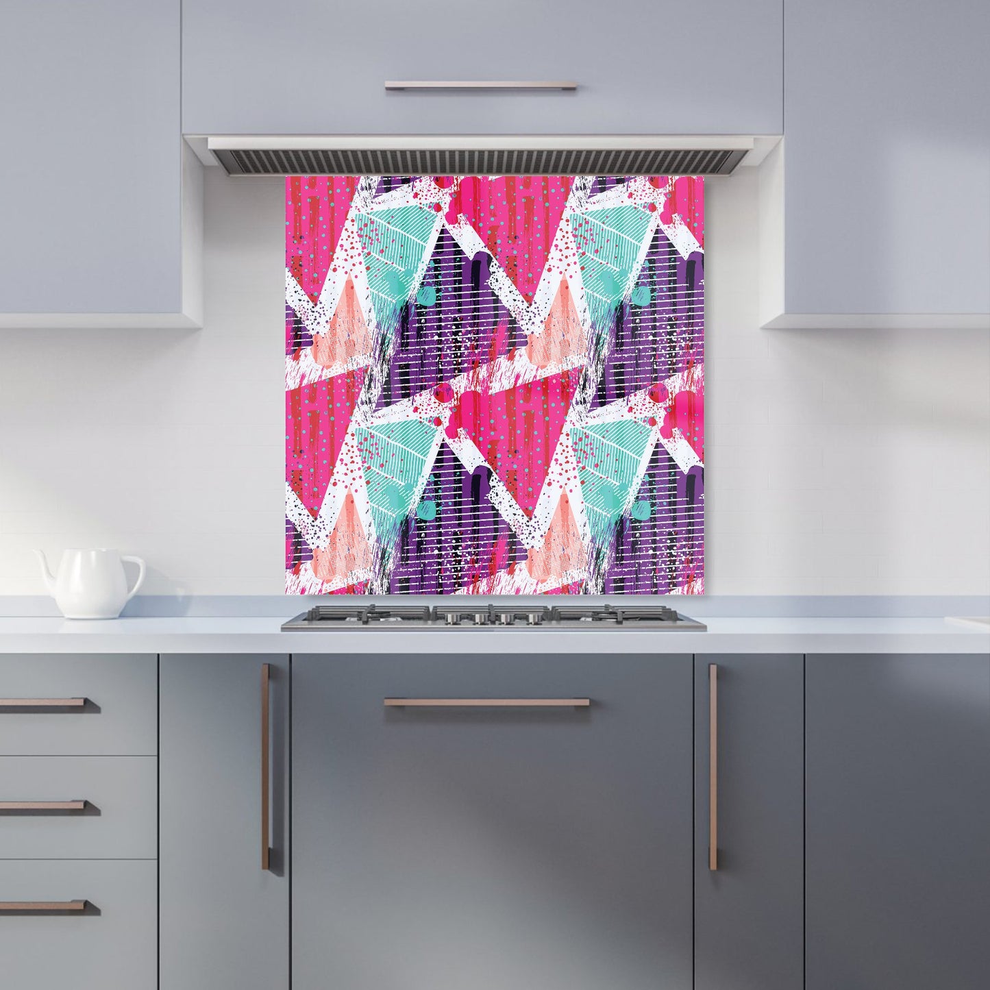 Shabby Geometric Pattern Kitchen Splashback