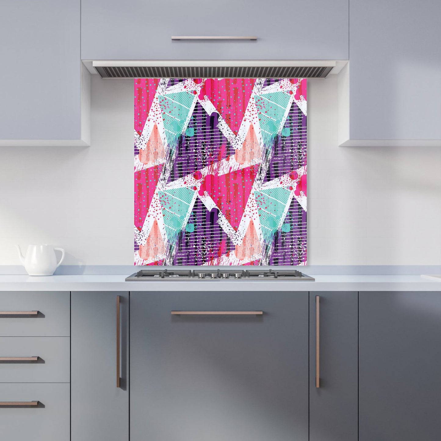 Shabby Geometric Pattern Kitchen Splashback