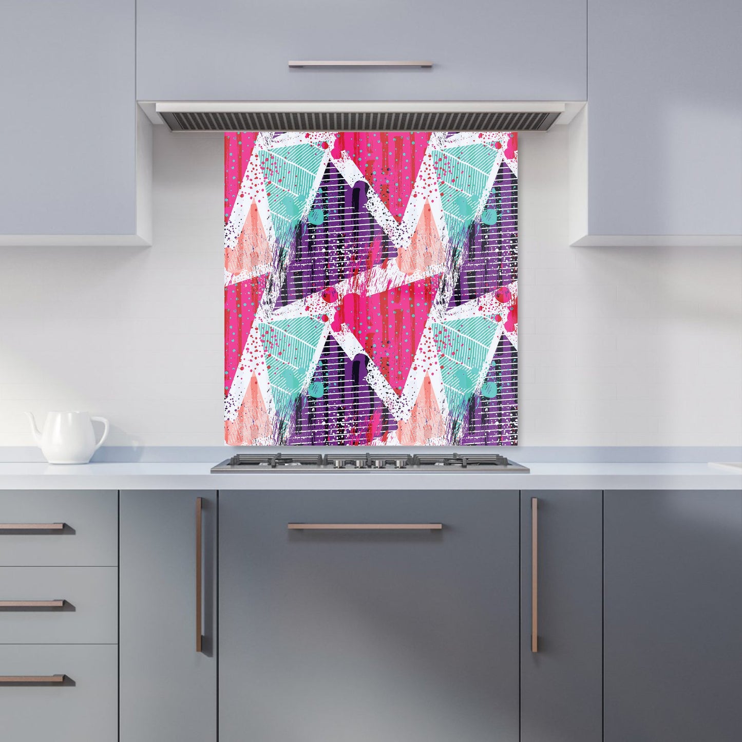Shabby Geometric Pattern Kitchen Splashback