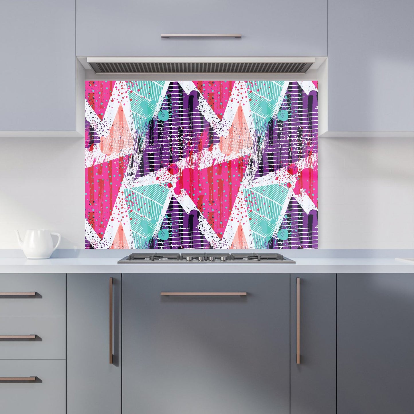 Shabby Geometric Pattern Kitchen Splashback