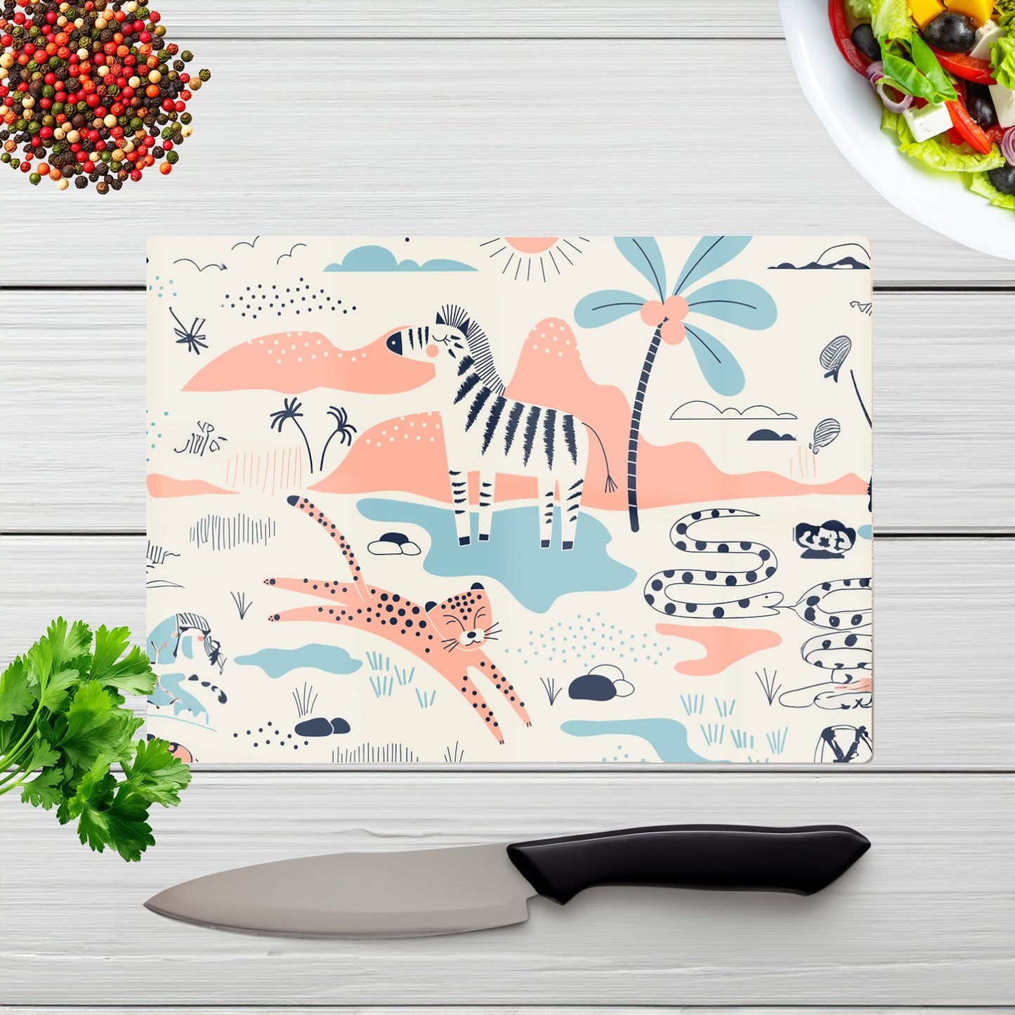 Wild Savannah Park Glass Chopping Board