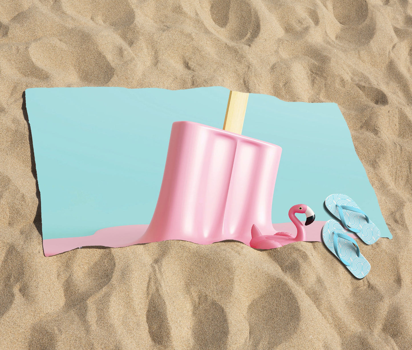 Flamingo Ice Cream Beach Towel