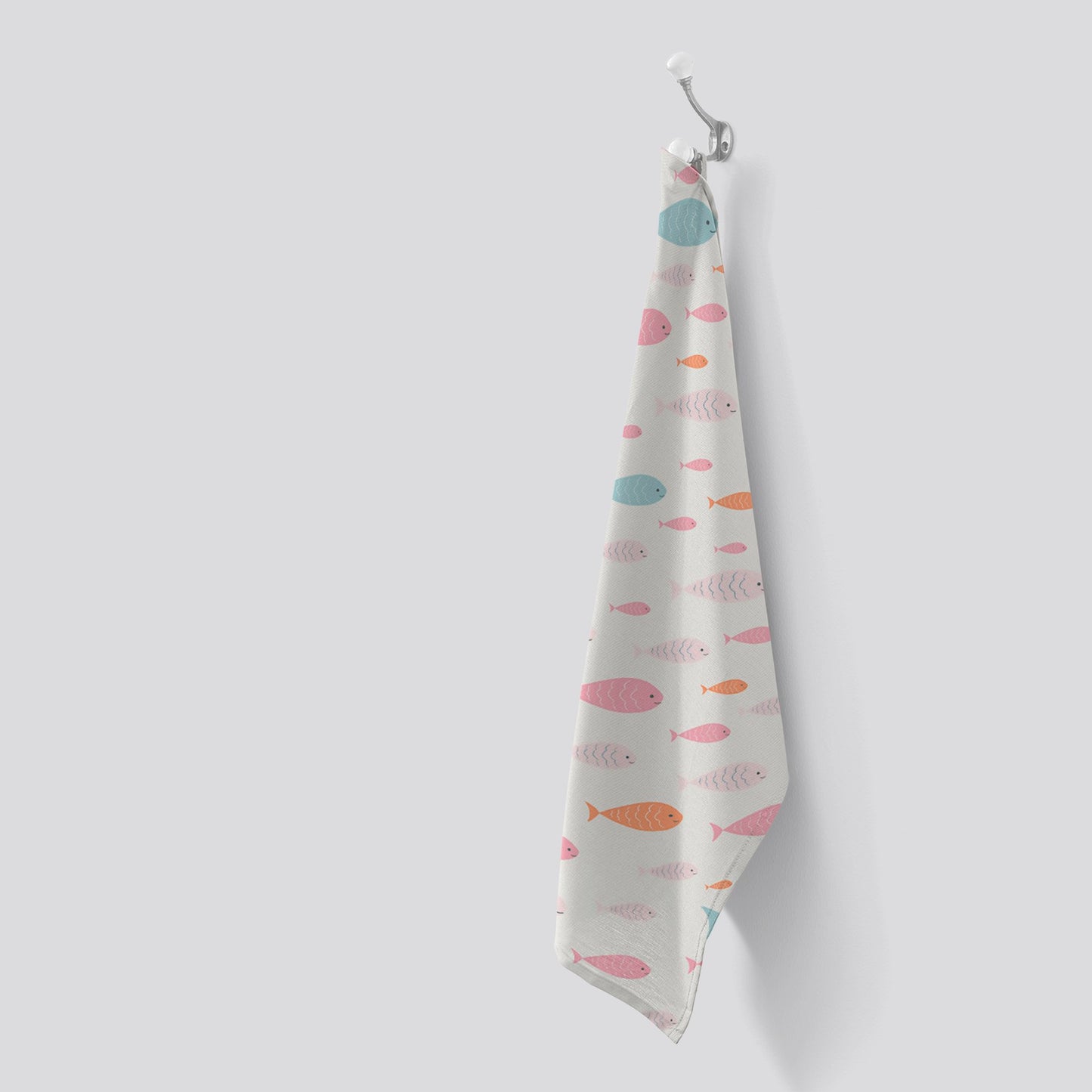Hand Drawn Swimming Fish Tea Towel