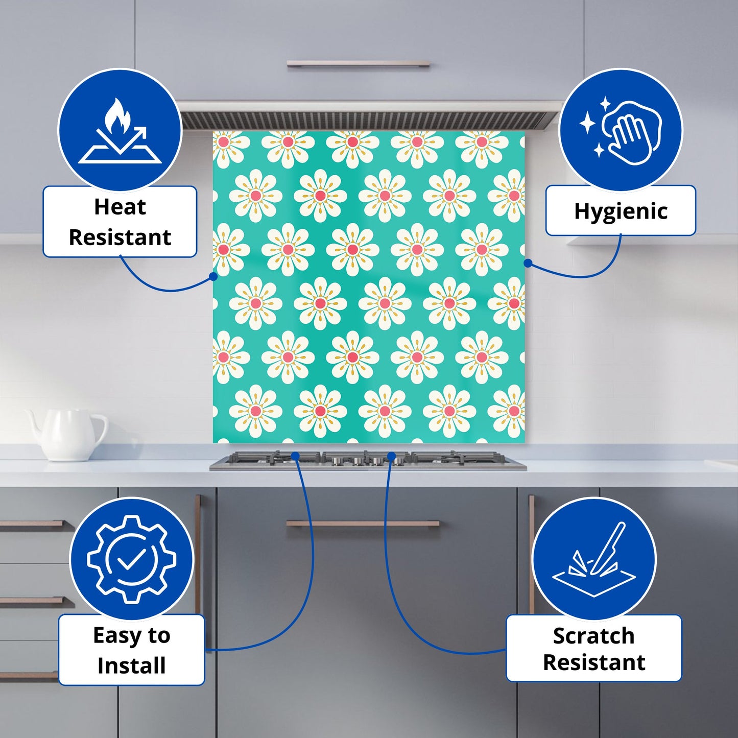 Daisy Pattern Kitchen Splashback