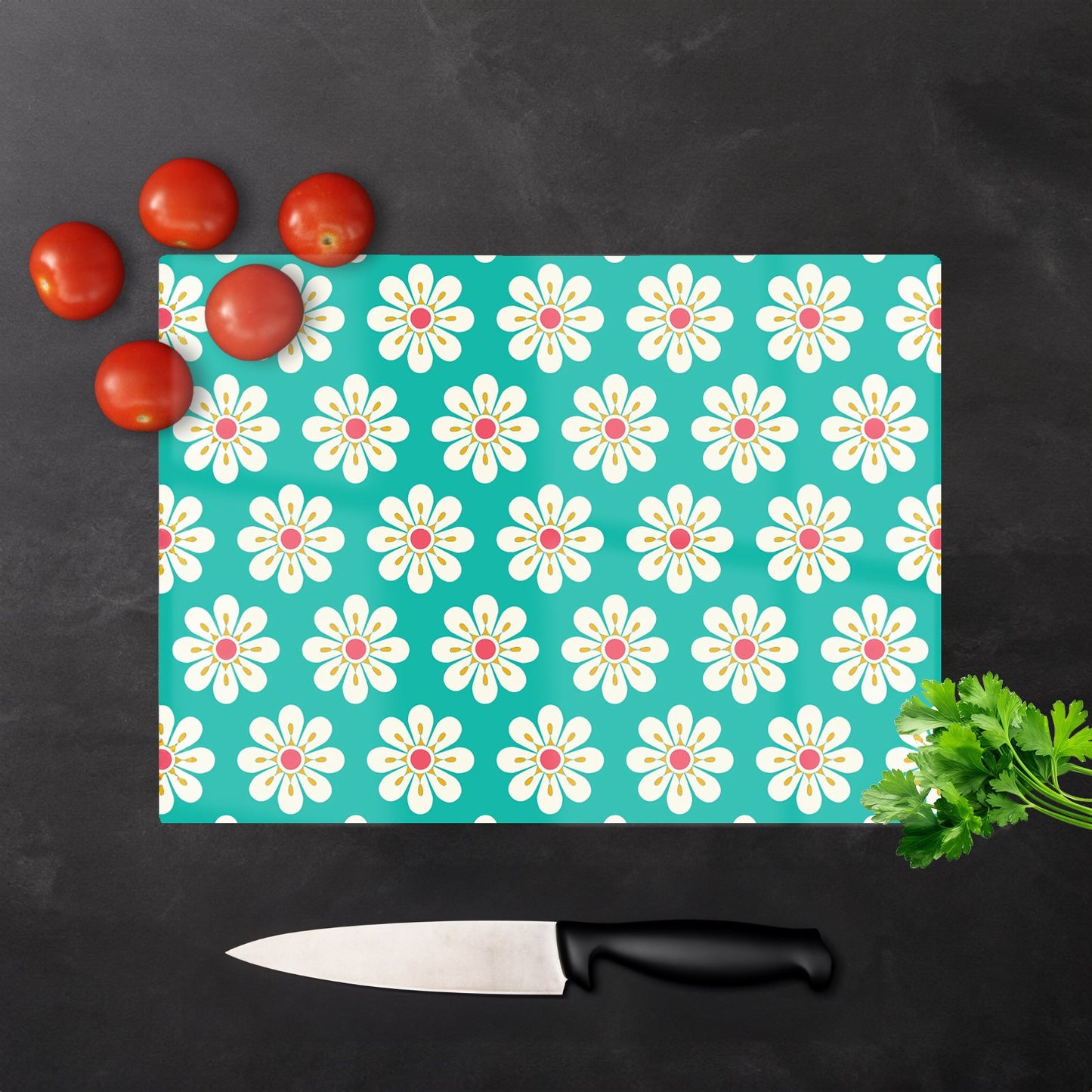 Daisy Pattern Glass Chopping Board