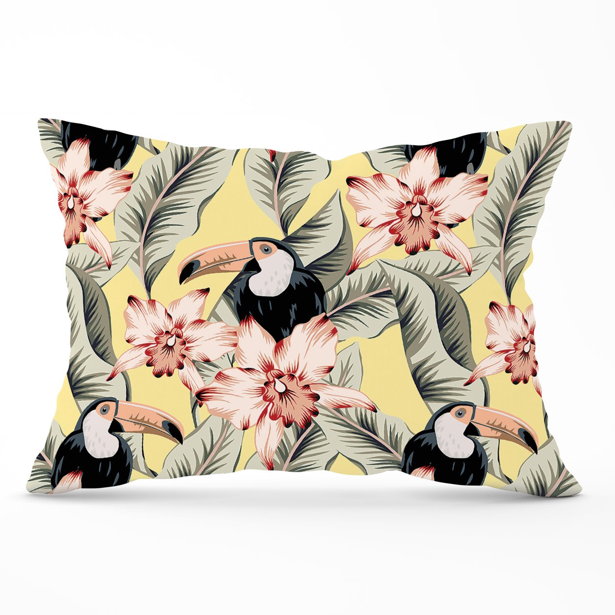 Toucans, Orchids And Palm Leaves Cushions