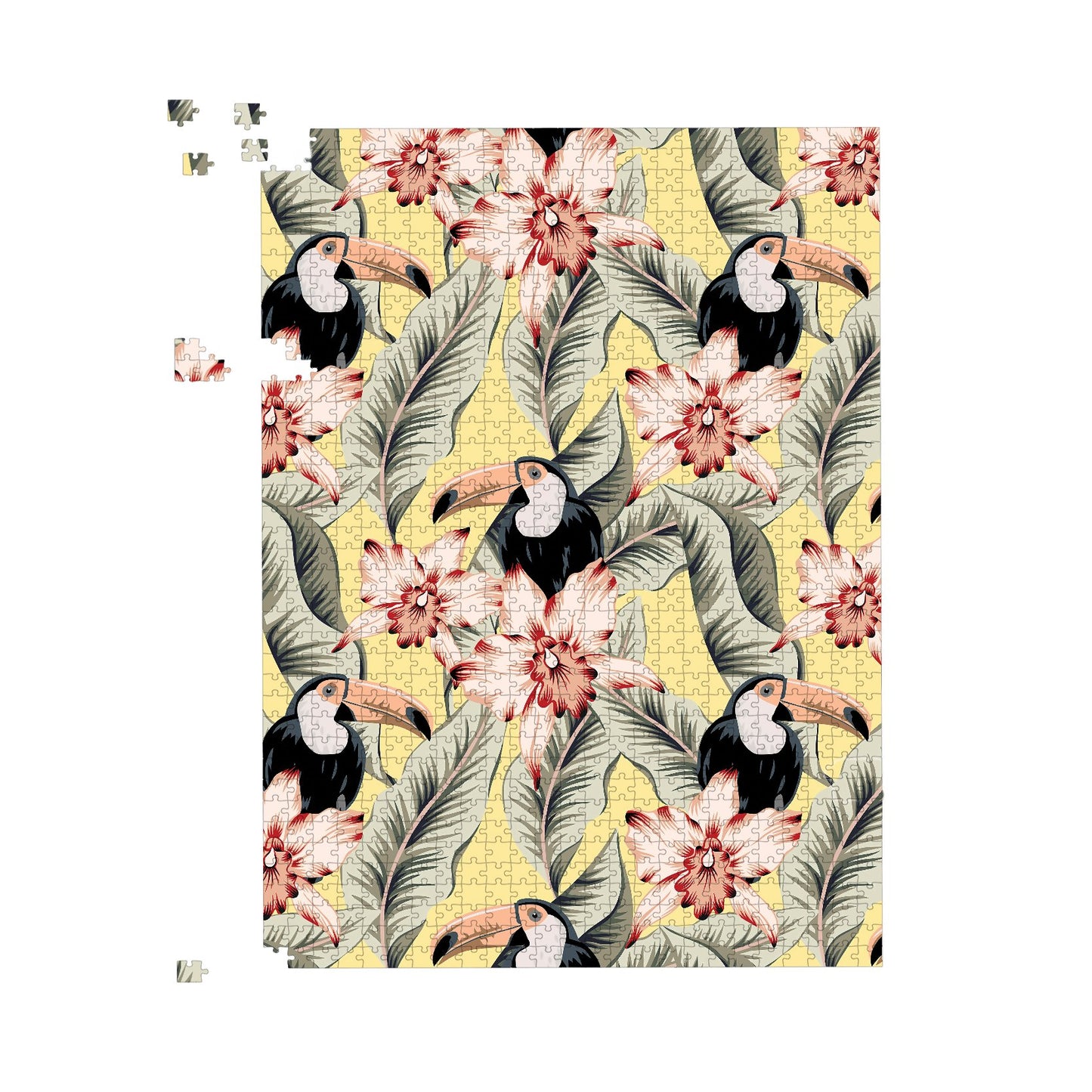 Toucans, Orchids And Palm Leaves Jigsaw Puzzle