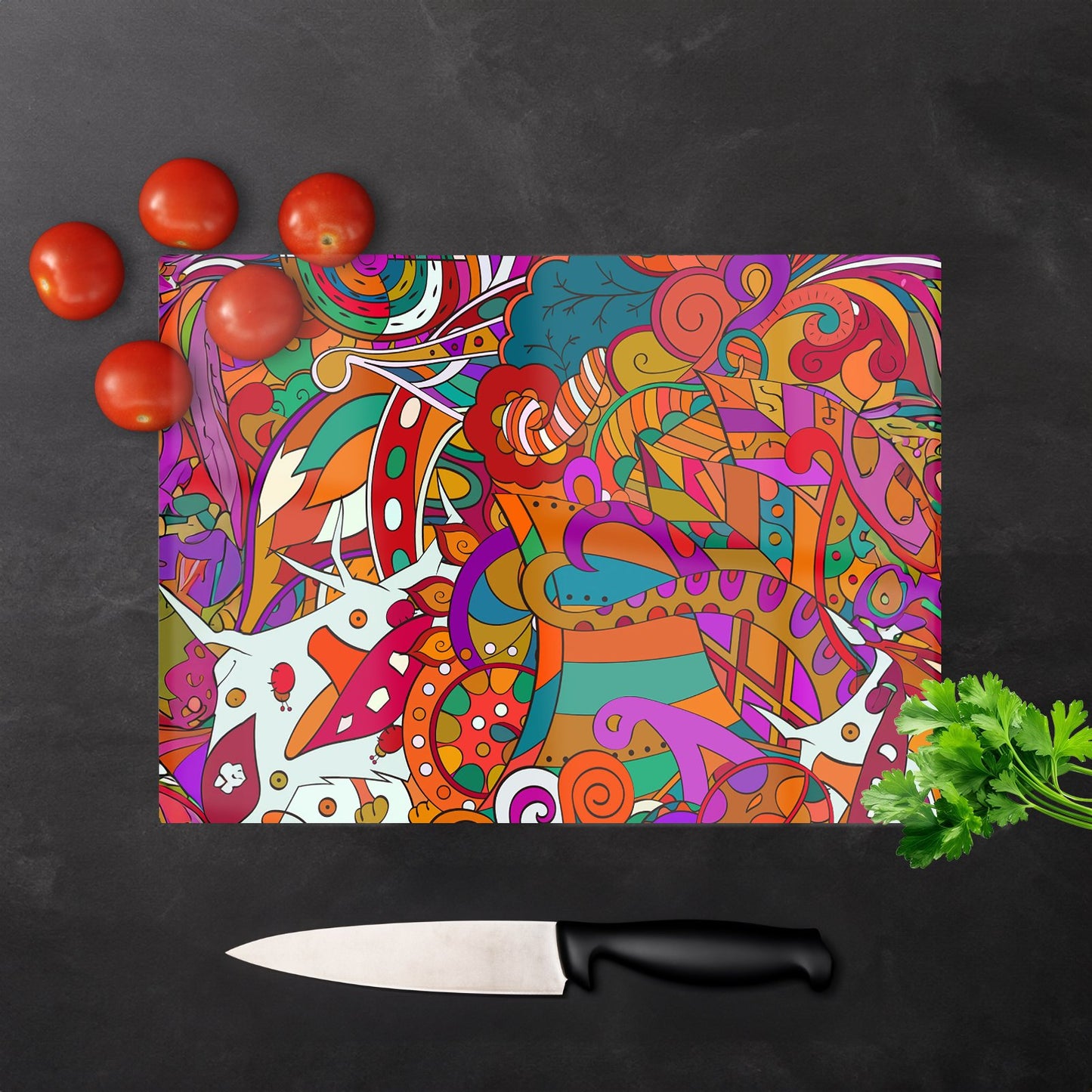 Mehndi Design Glass Chopping Board