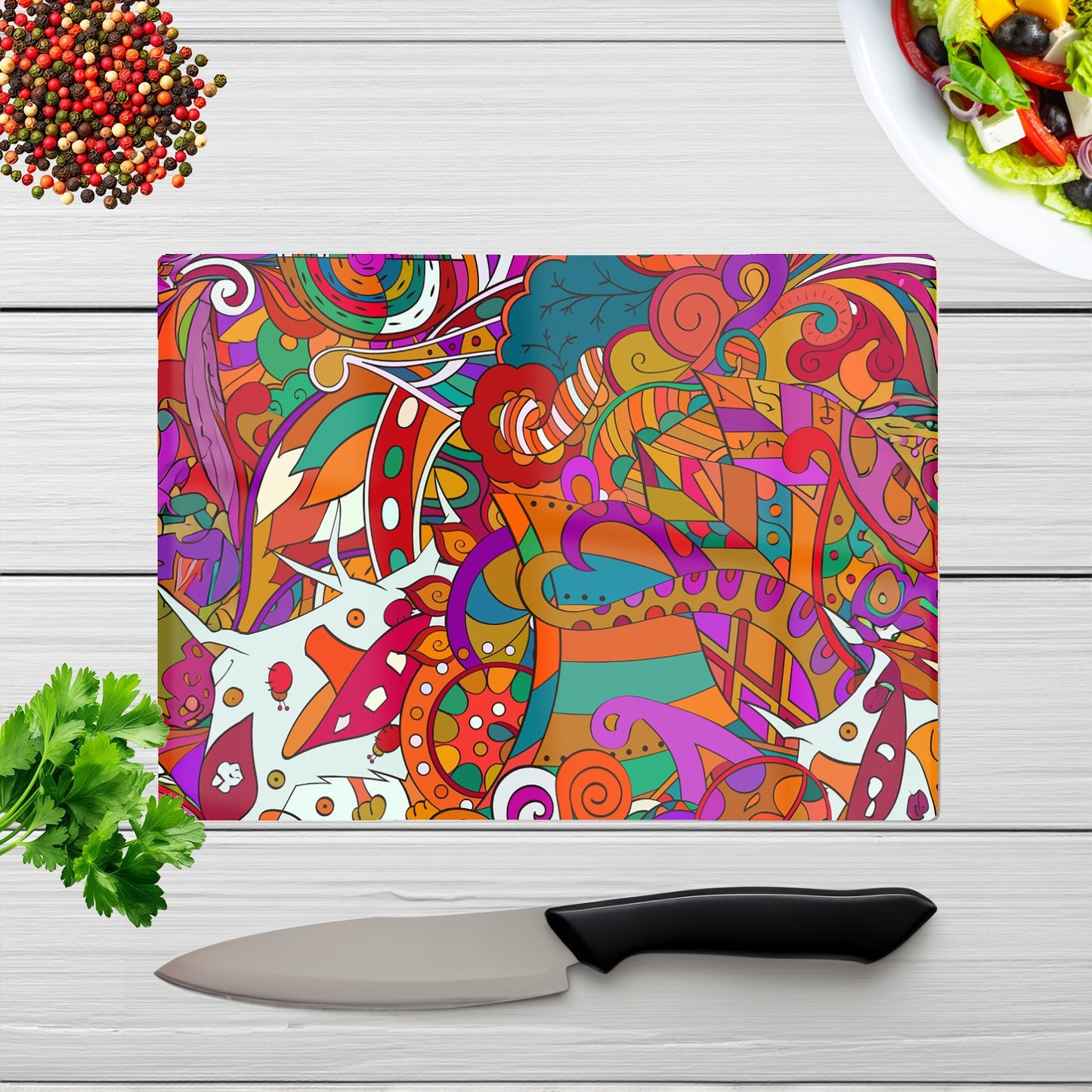Mehndi Design Glass Chopping Board