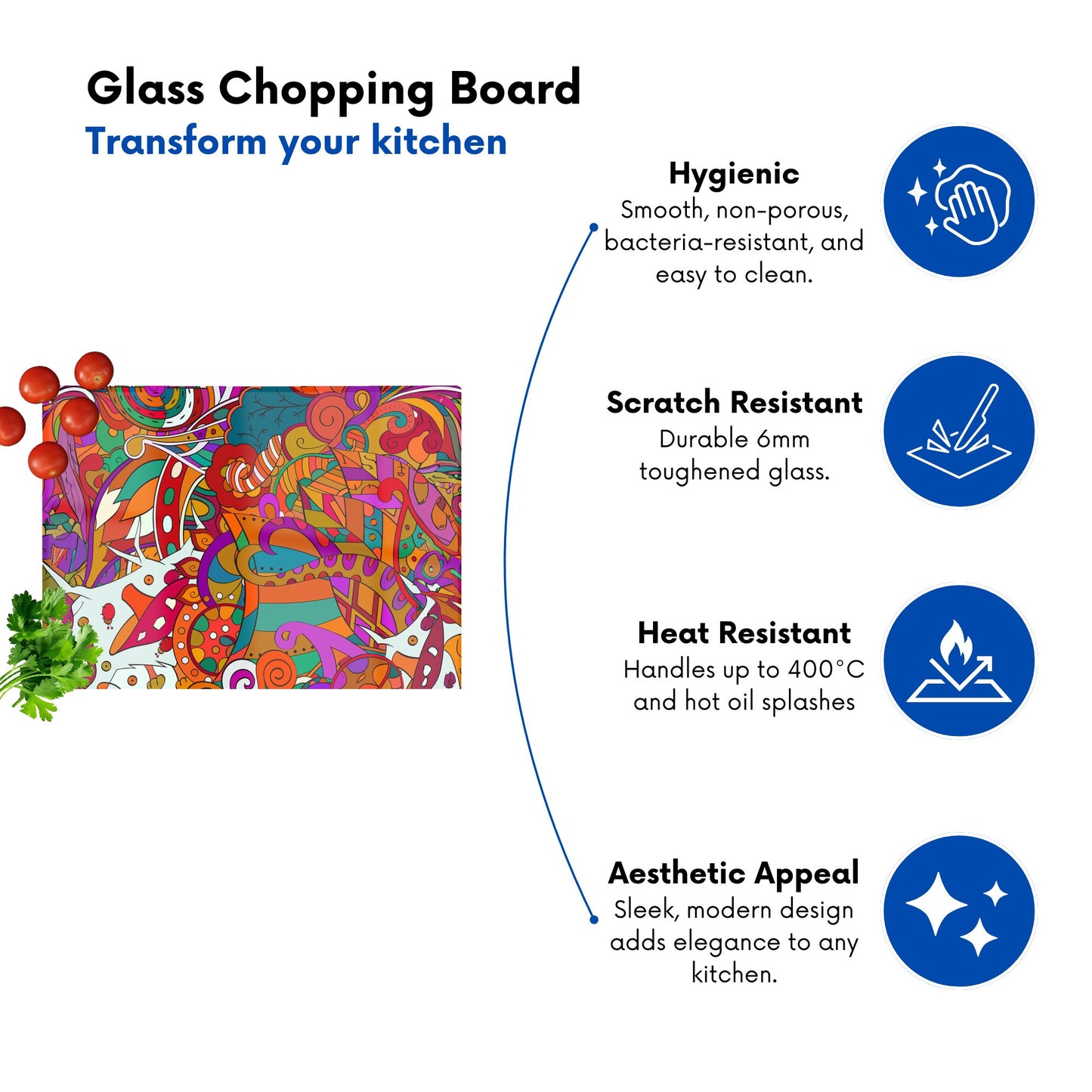 Mehndi Design Glass Chopping Board