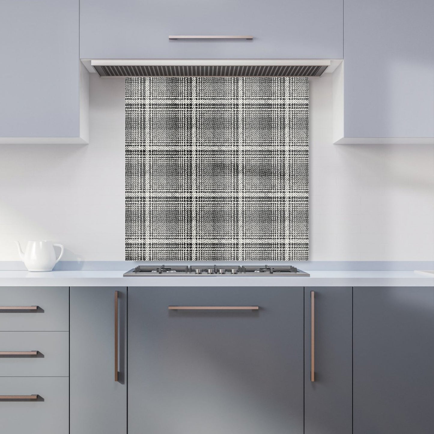 Monochrome Textured Checked Pattern Kitchen Splashback