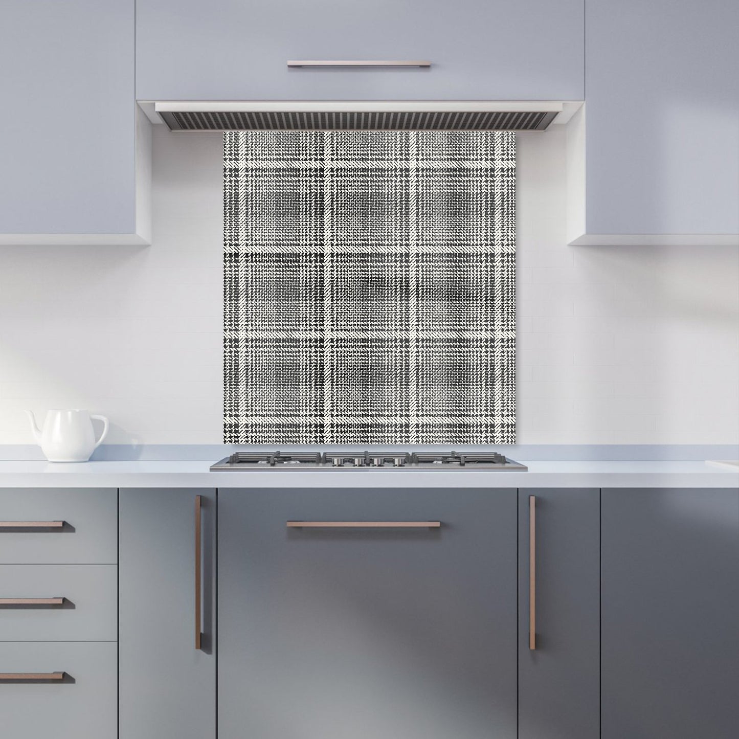 Monochrome Textured Checked Pattern Kitchen Splashback