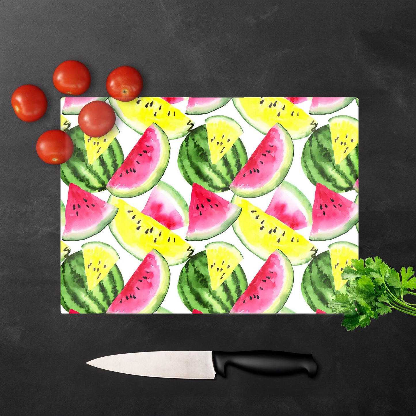 Colourful Melon Pattern Glass Chopping Board