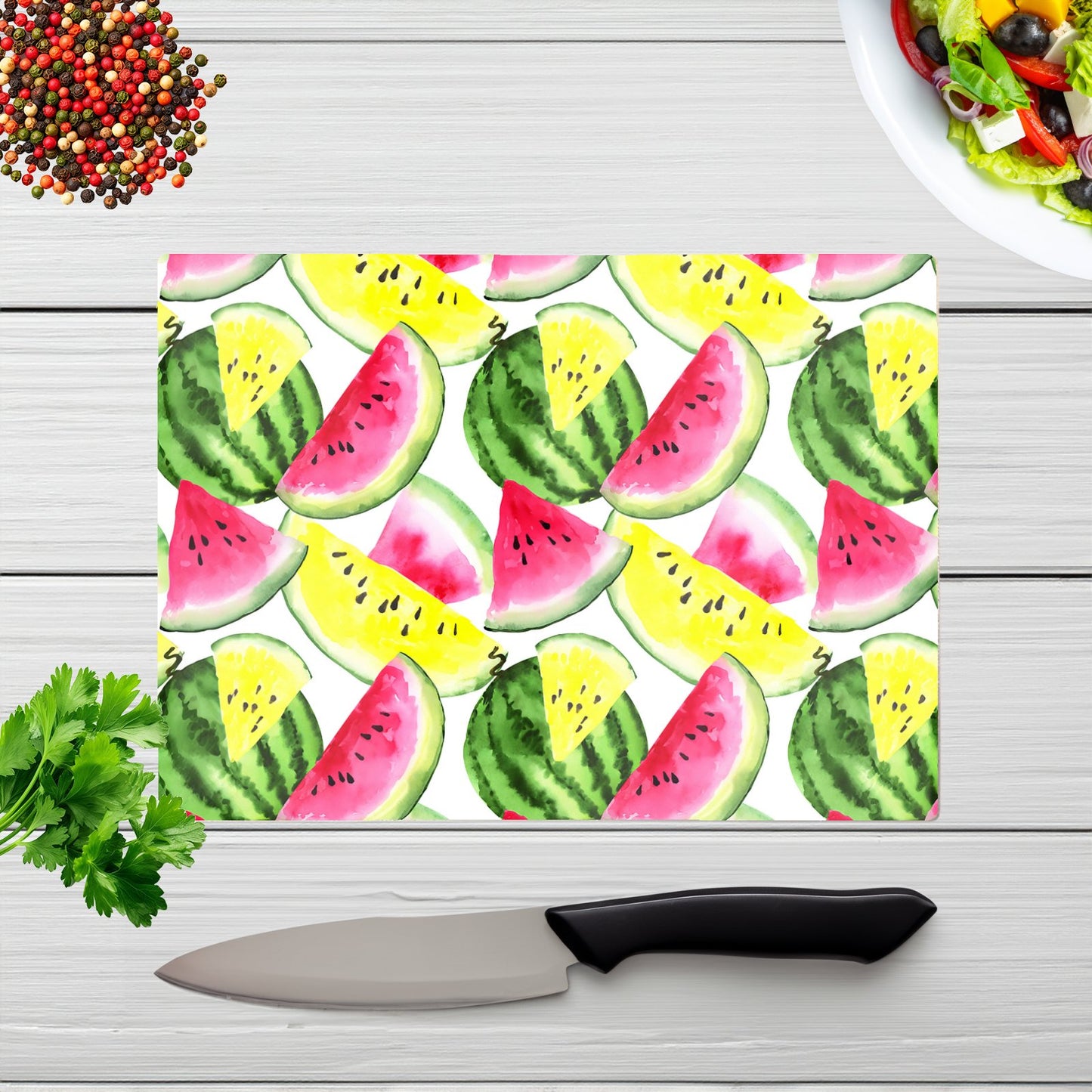 Colourful Melon Pattern Glass Chopping Board