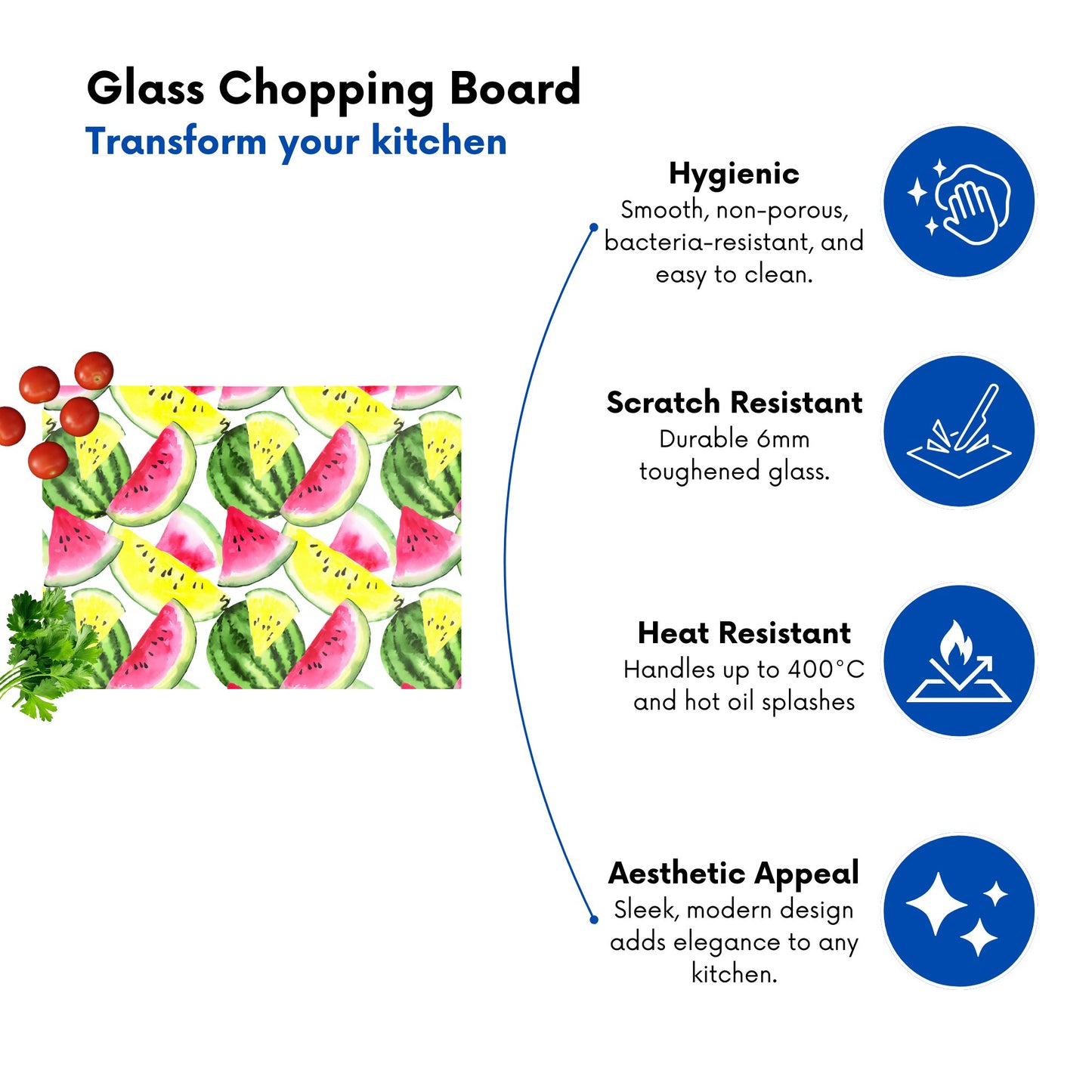 Colourful Melon Pattern Glass Chopping Board