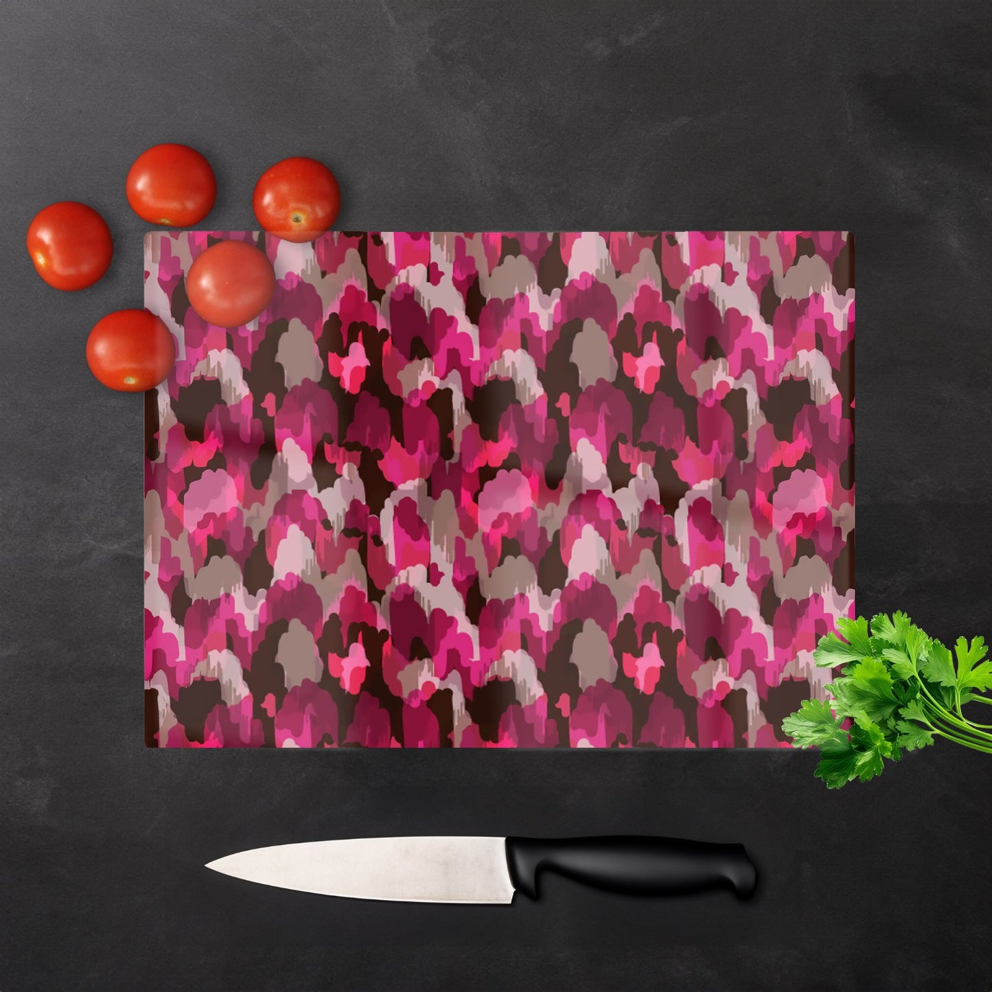 Modern Pink Animal Print Glass Chopping Board