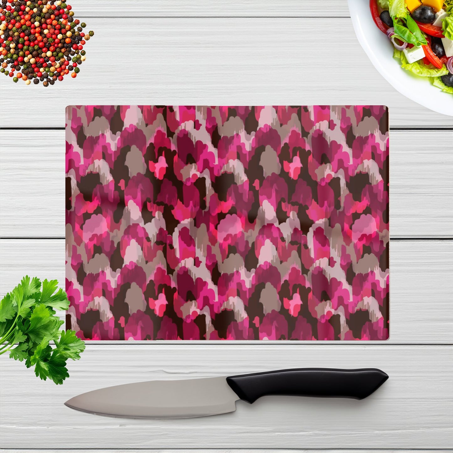 Modern Pink Animal Print Glass Chopping Board