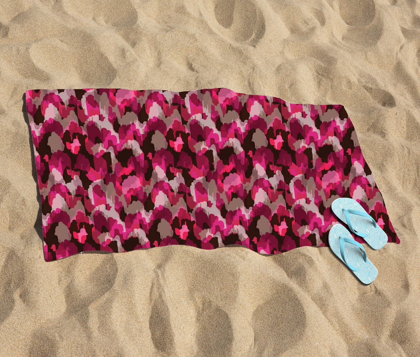 Modern Pink Animal Print Beach Towel