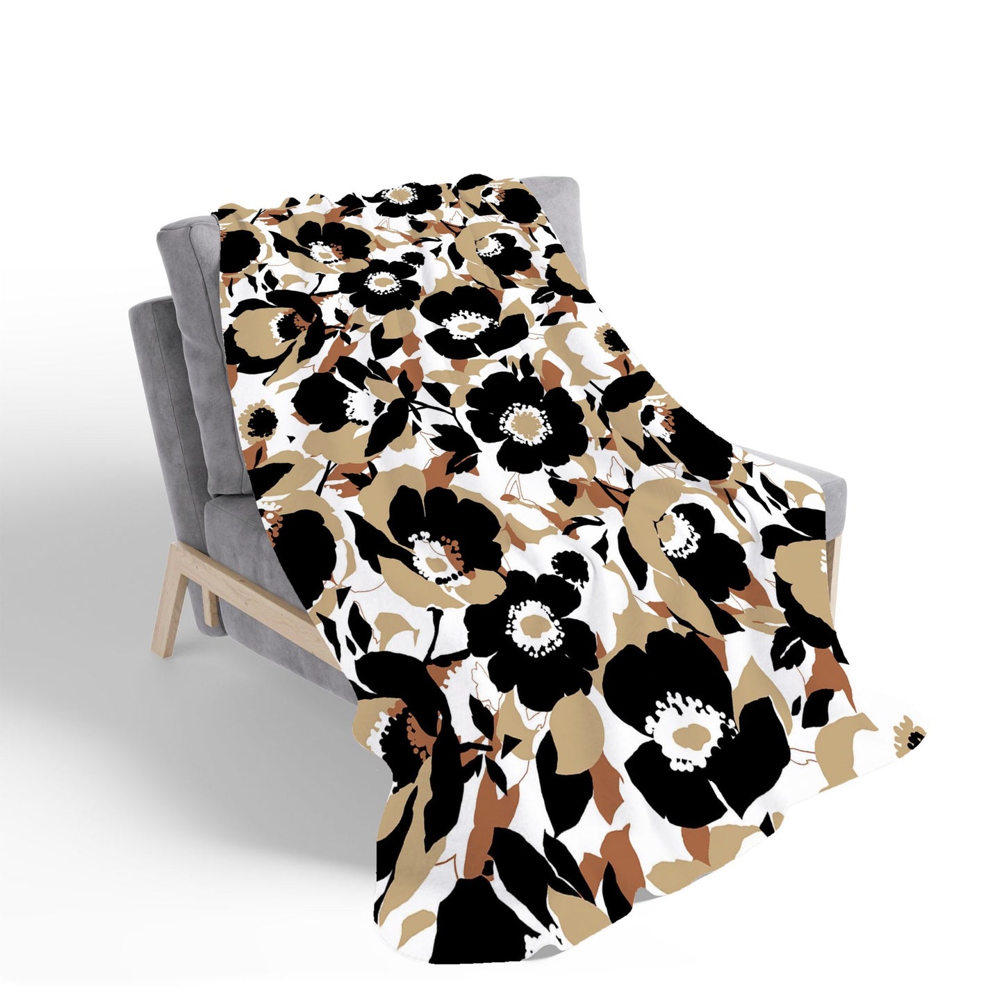 Modern Flower Pattern Sherpa Blanket