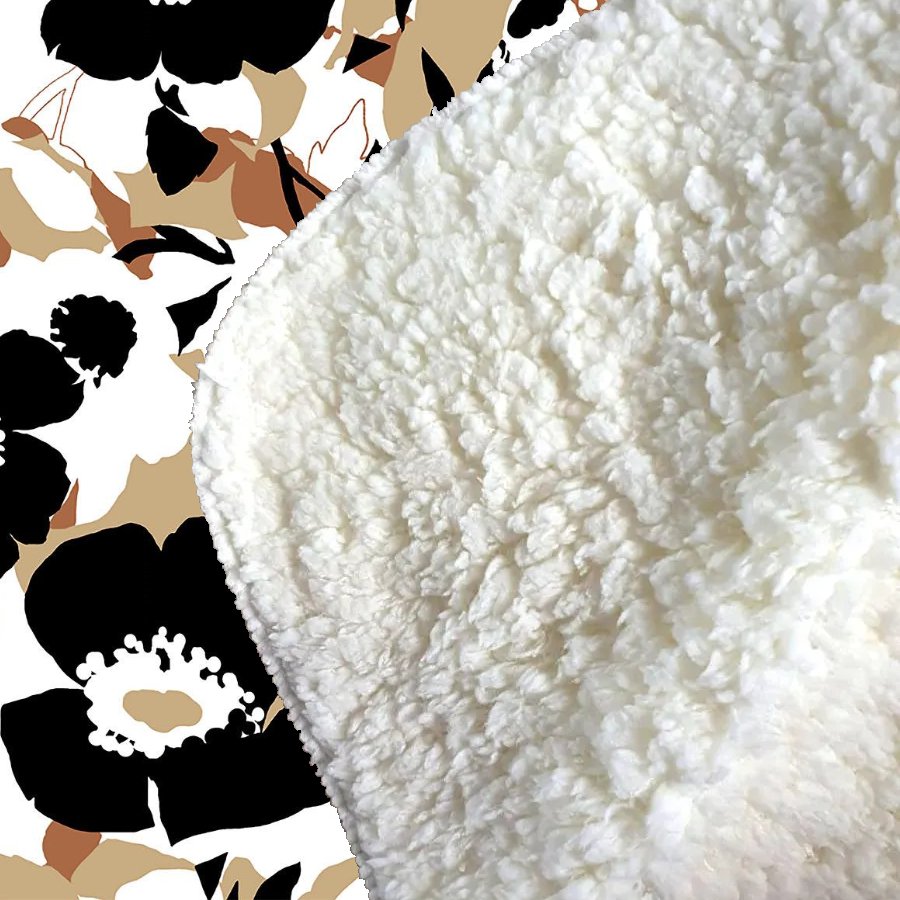 Modern Flower Pattern Sherpa Blanket