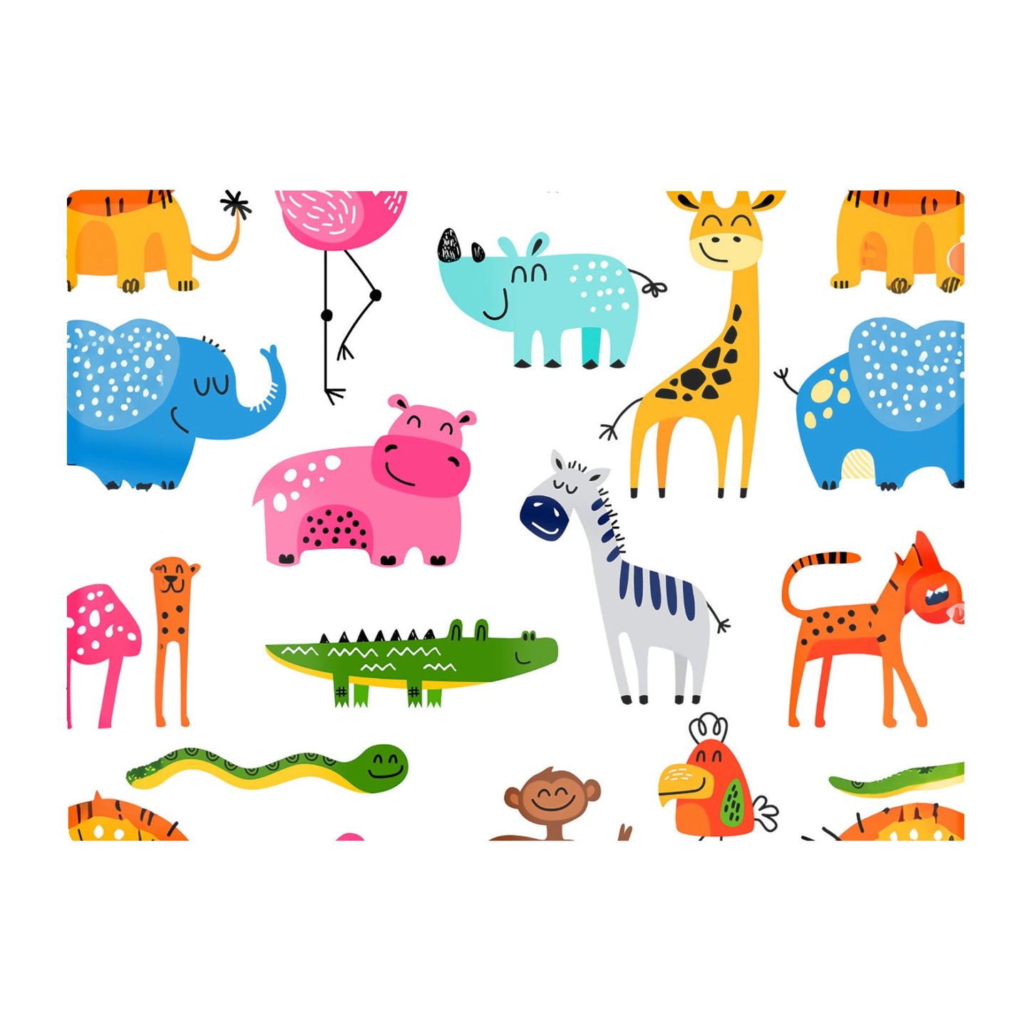 Hand Drawn Cartoon Animals Glass Chopping Board
