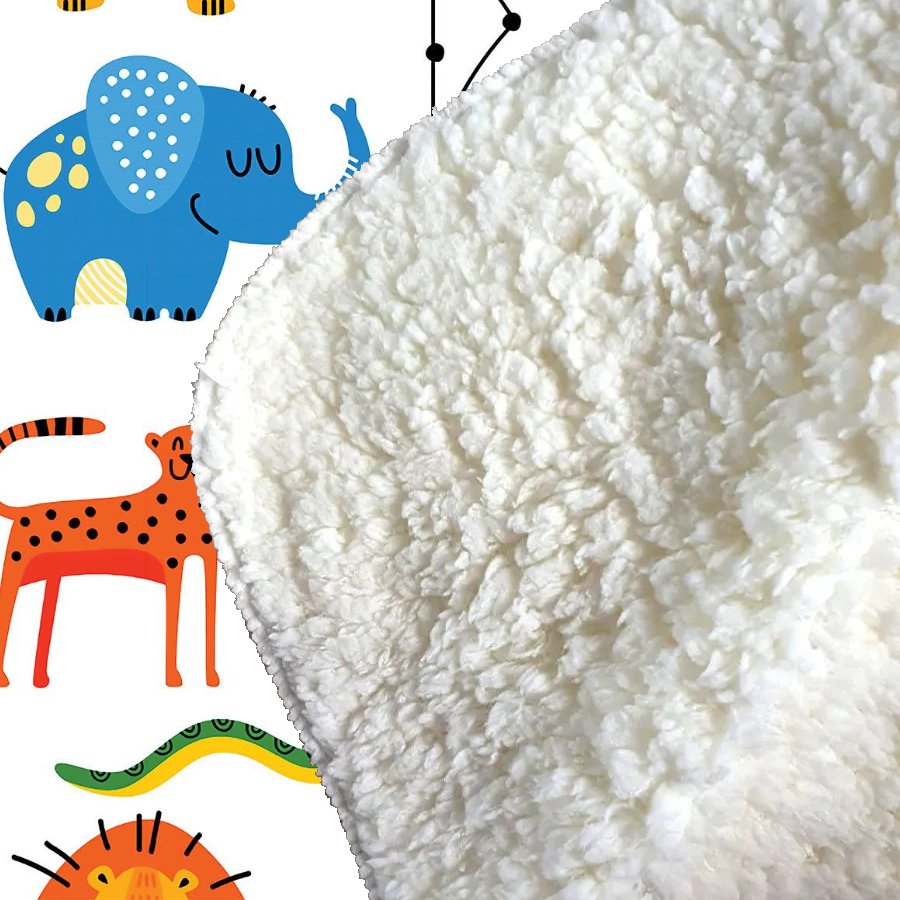 Hand Drawn Cartoon Animals Sherpa Blanket
