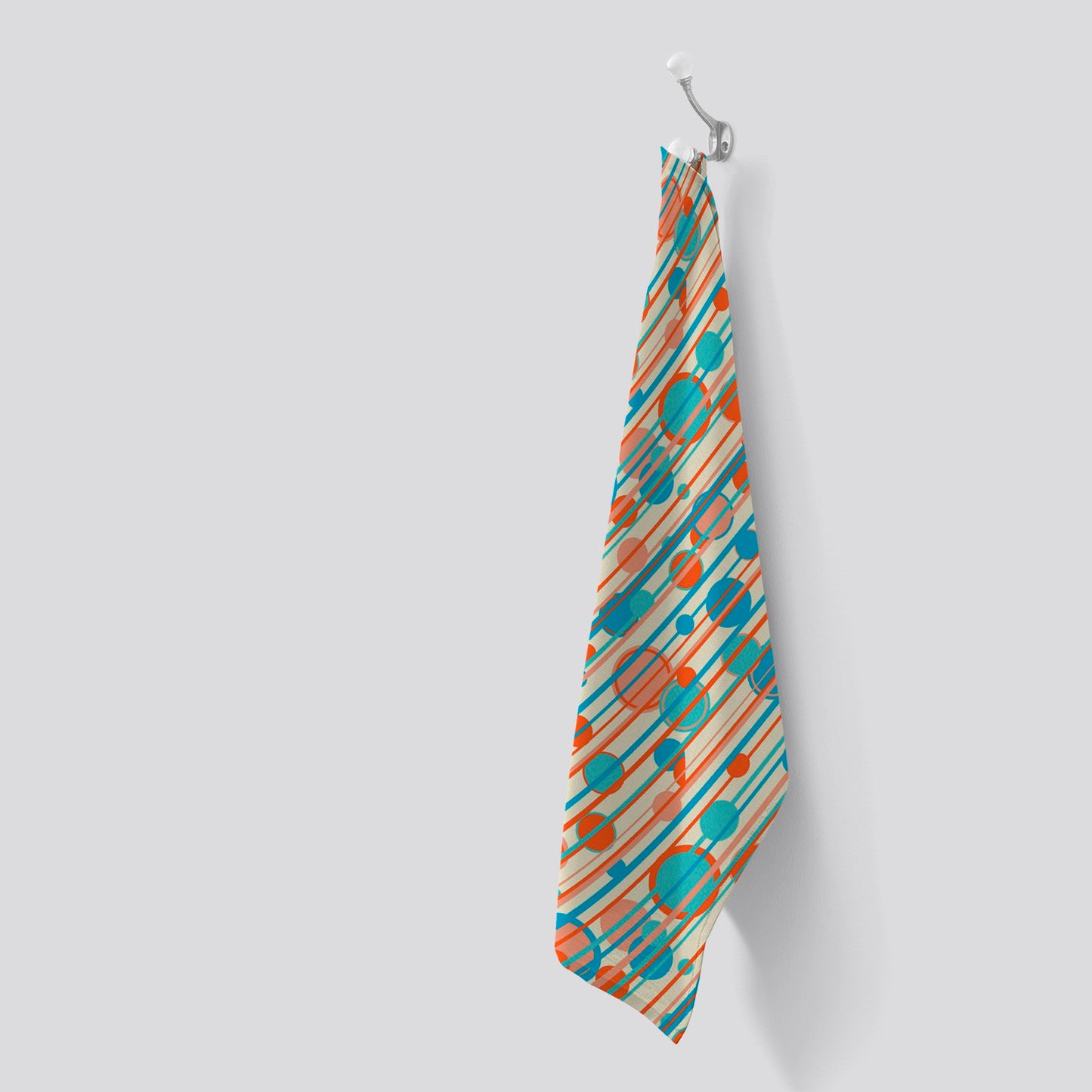 Retro Stripes And Circles Tea Towel