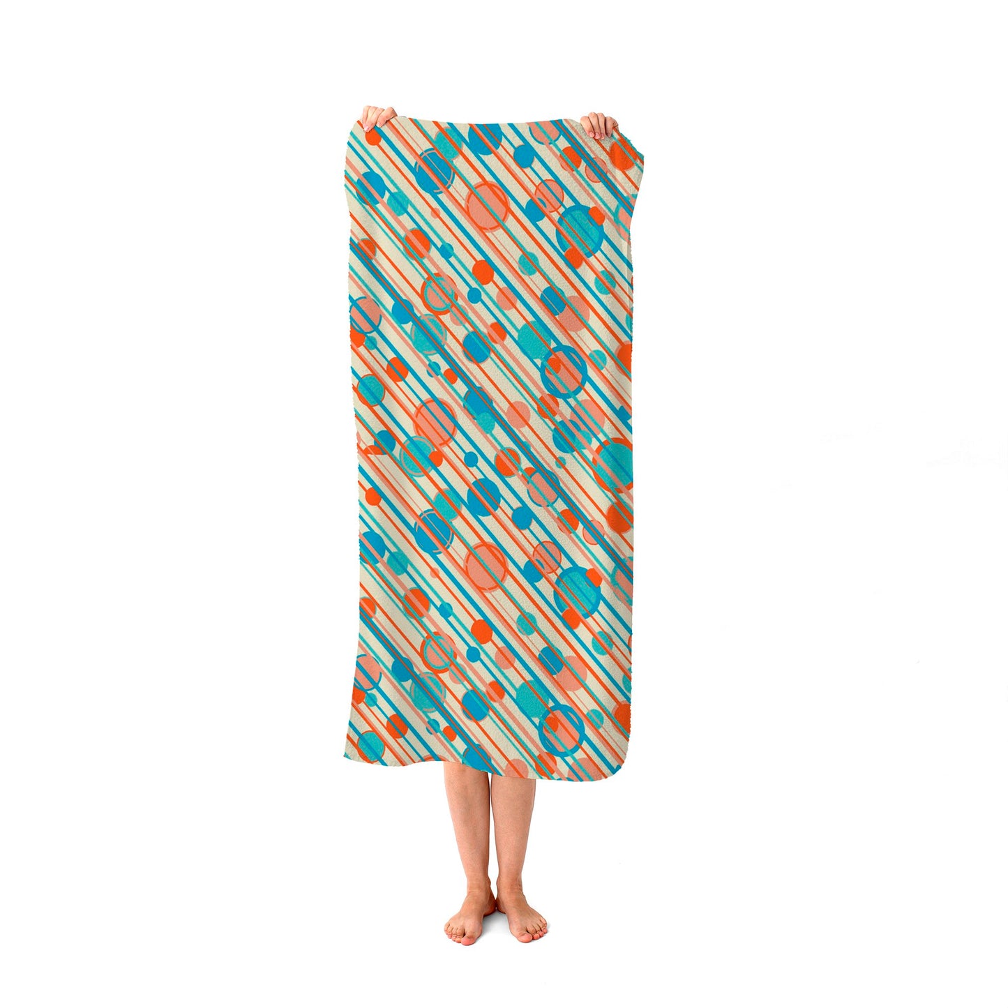 Retro Stripes And Circles Beach Towel