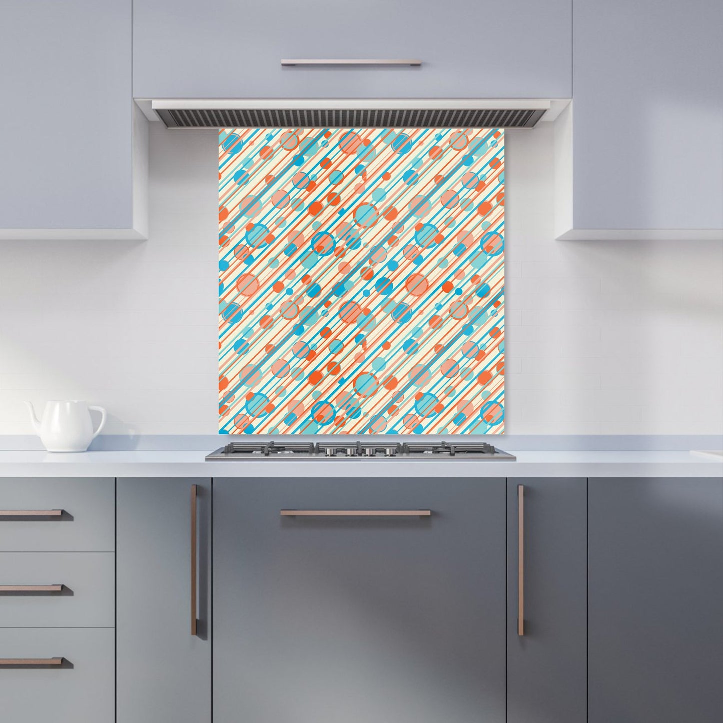 Retro Stripes And Circles Kitchen Splashback
