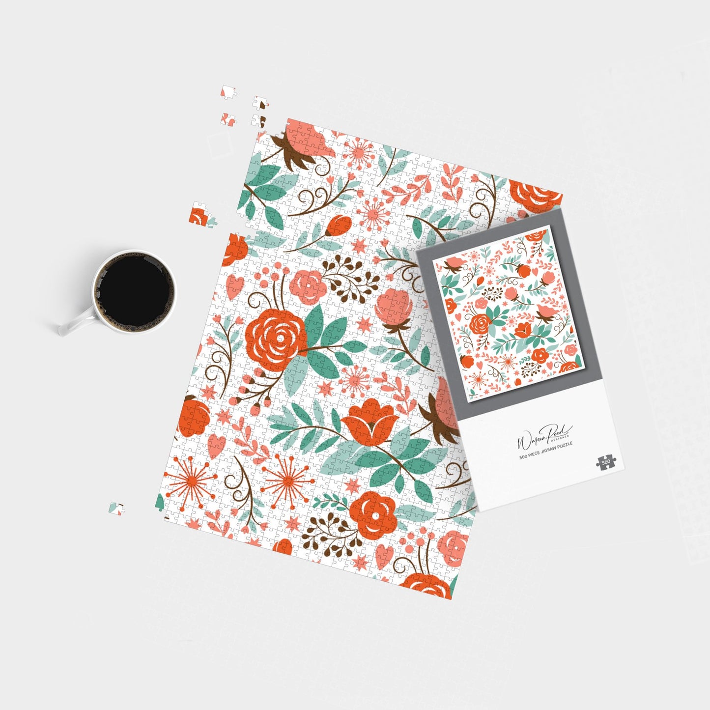 Orange Floral Pattern Jigsaw Puzzle
