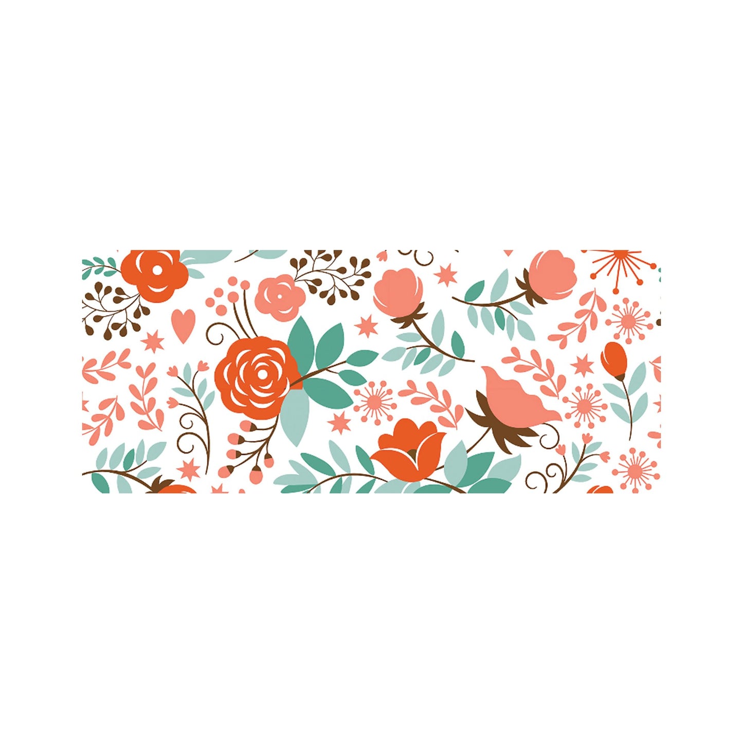 Orange Floral Pattern Glass Bathroom Splashback