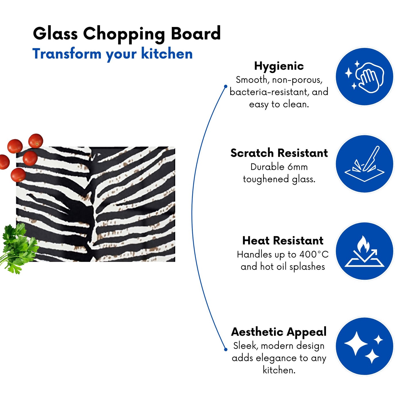 Zebra Pattern Glass Chopping Board