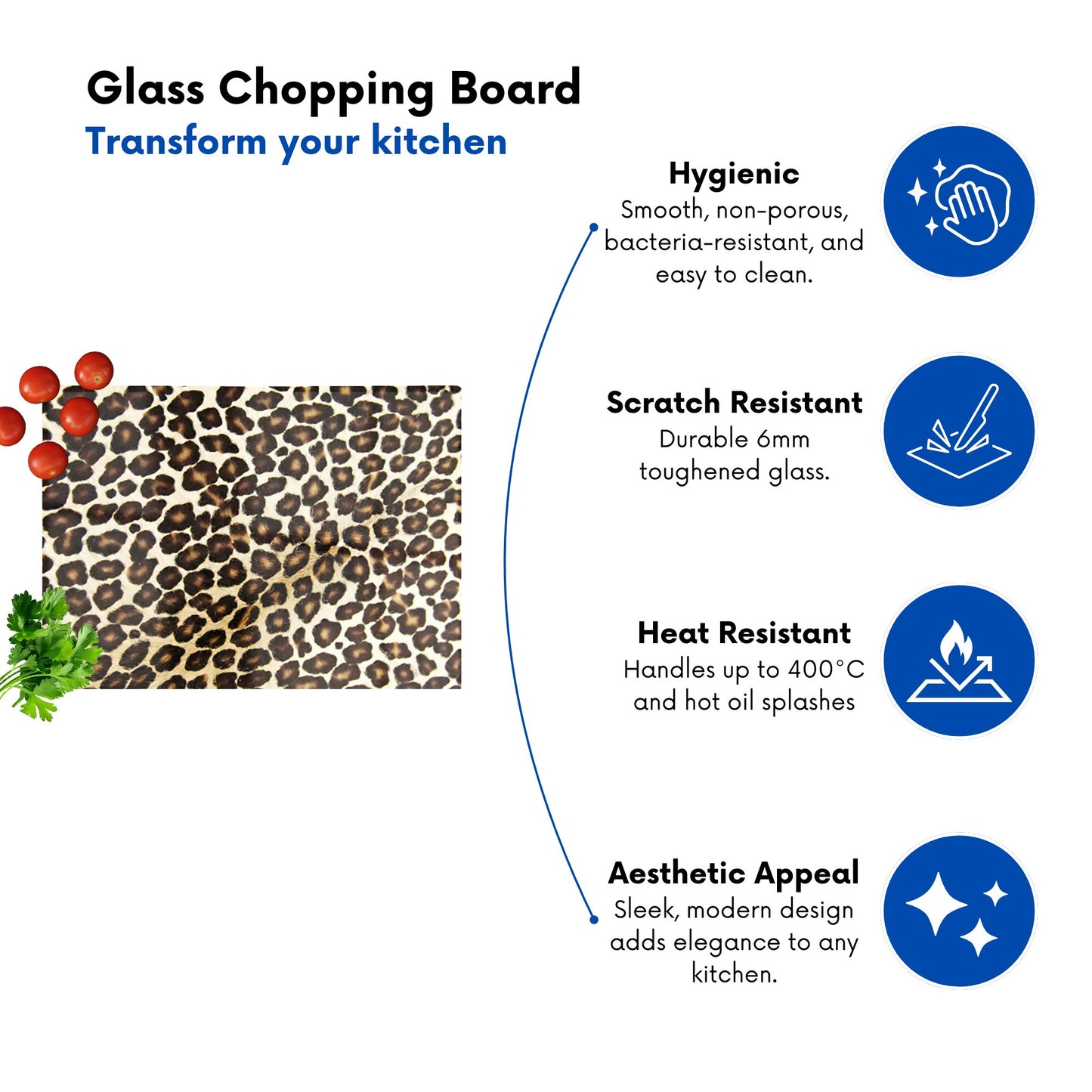 Leopard Hide Print Glass Chopping Board