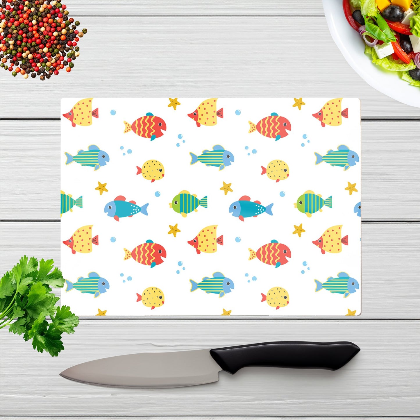 Swimming Fish Glass Chopping Board