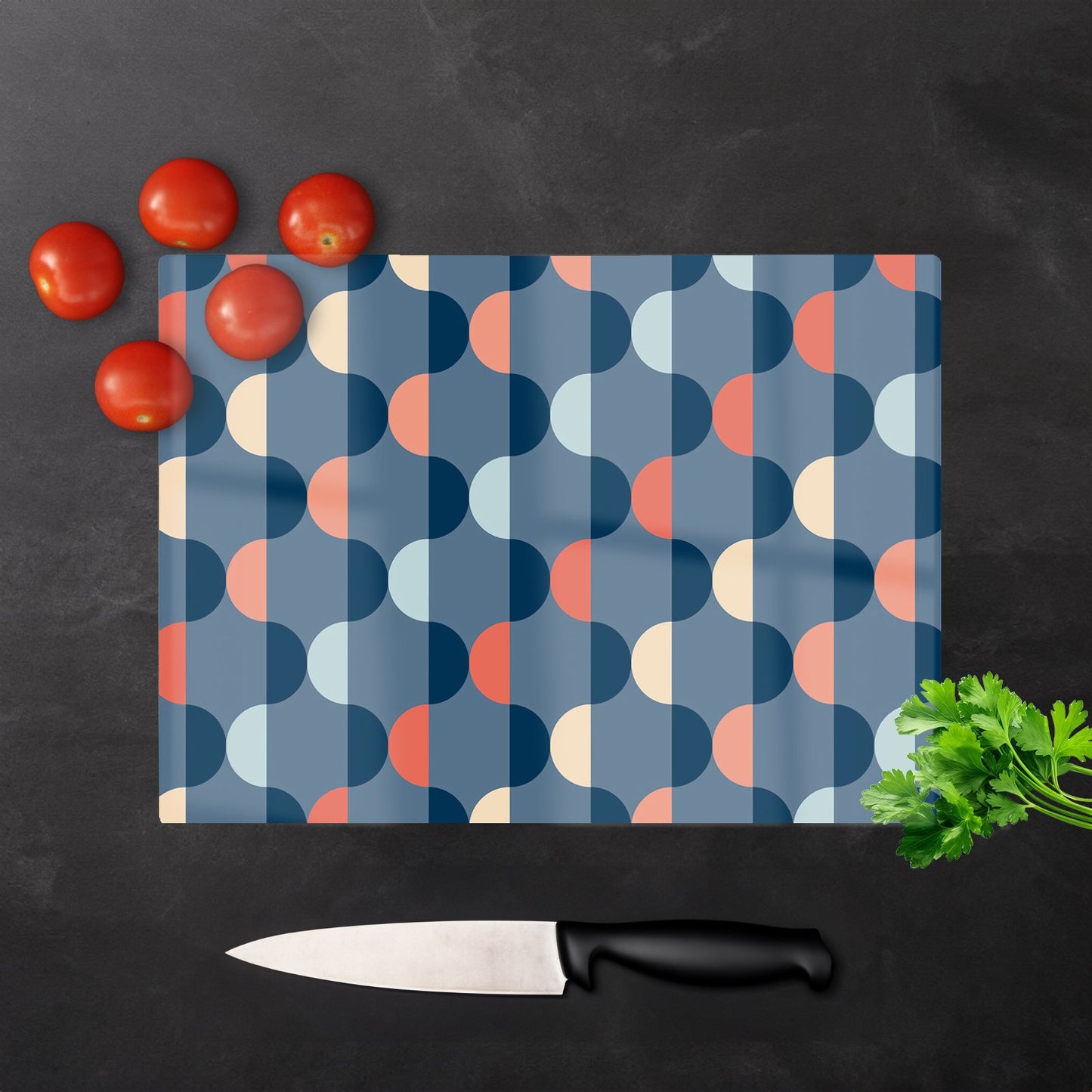 Geometric Pattern Glass Chopping Board