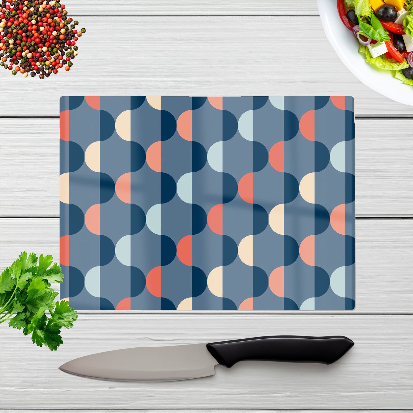 Geometric Pattern Glass Chopping Board