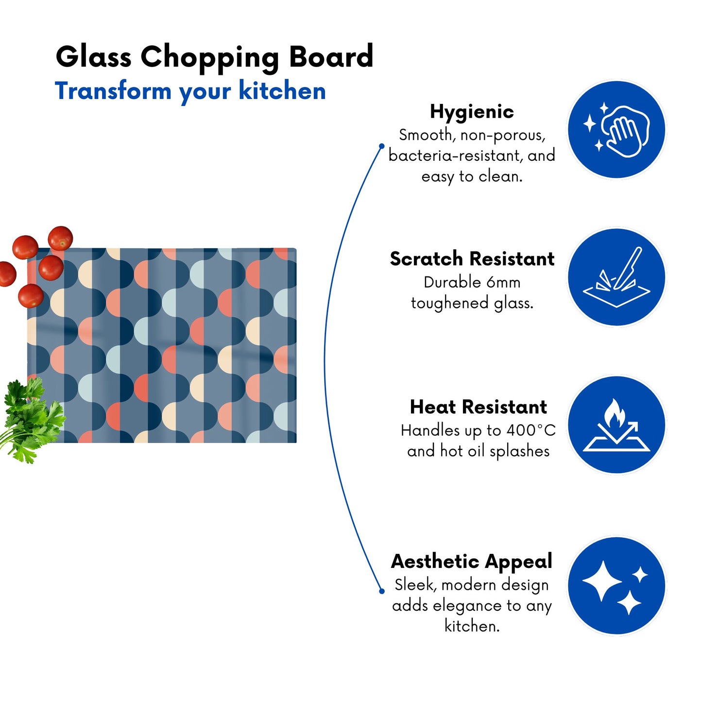 Geometric Pattern Glass Chopping Board