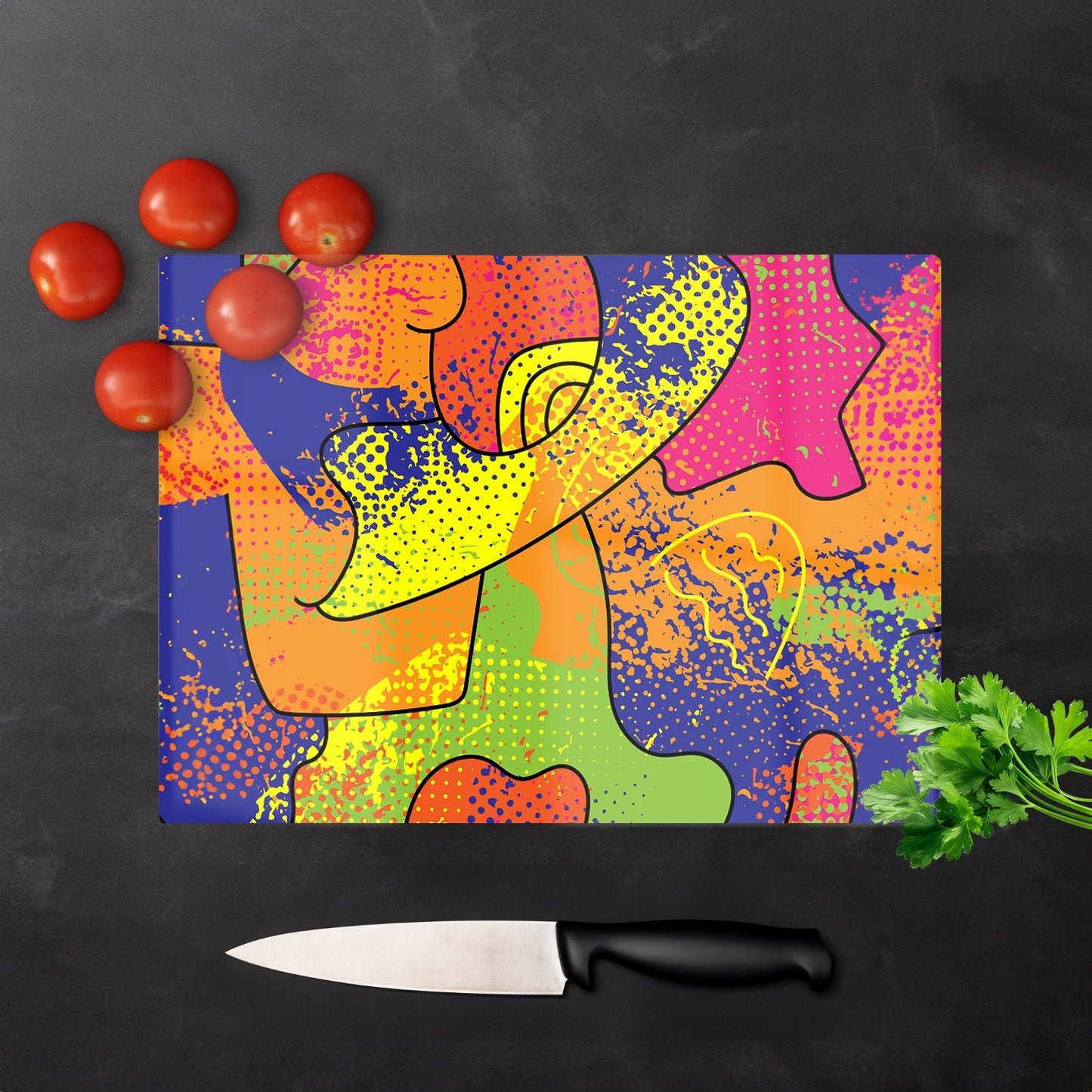 Bright Abstract Pattern Glass Chopping Board