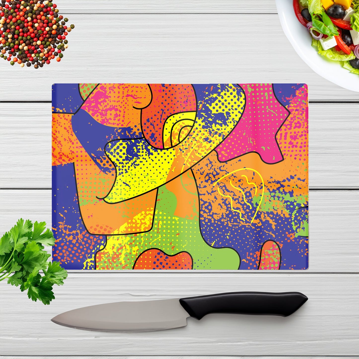 Bright Abstract Pattern Glass Chopping Board