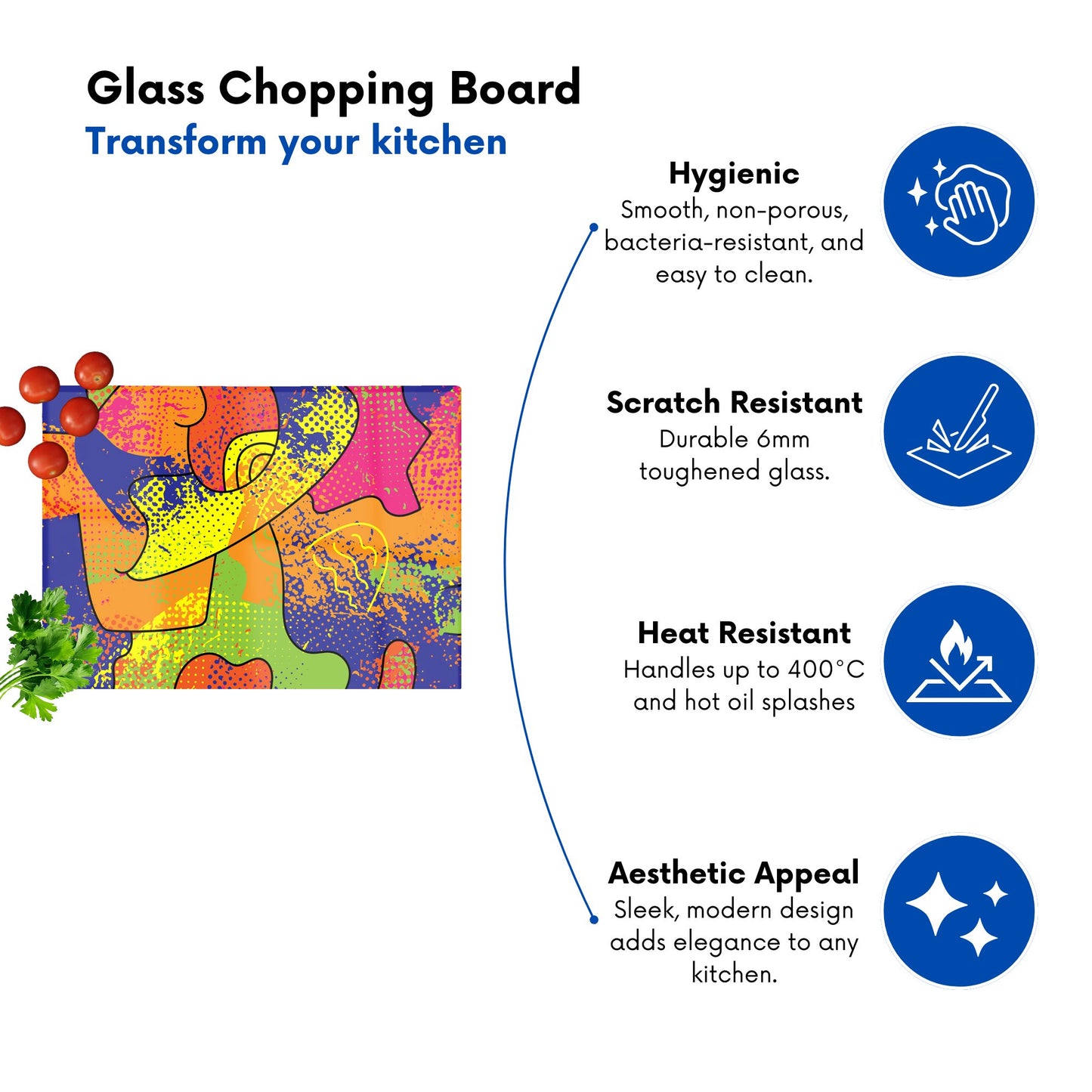 Bright Abstract Pattern Glass Chopping Board